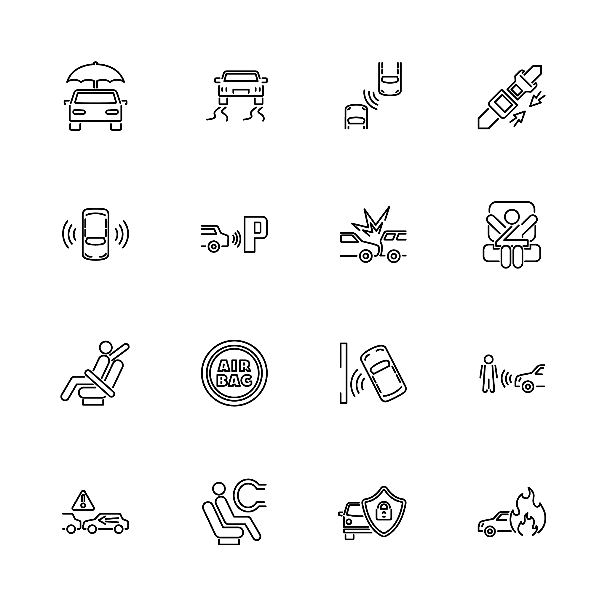auto safety - flat icons
