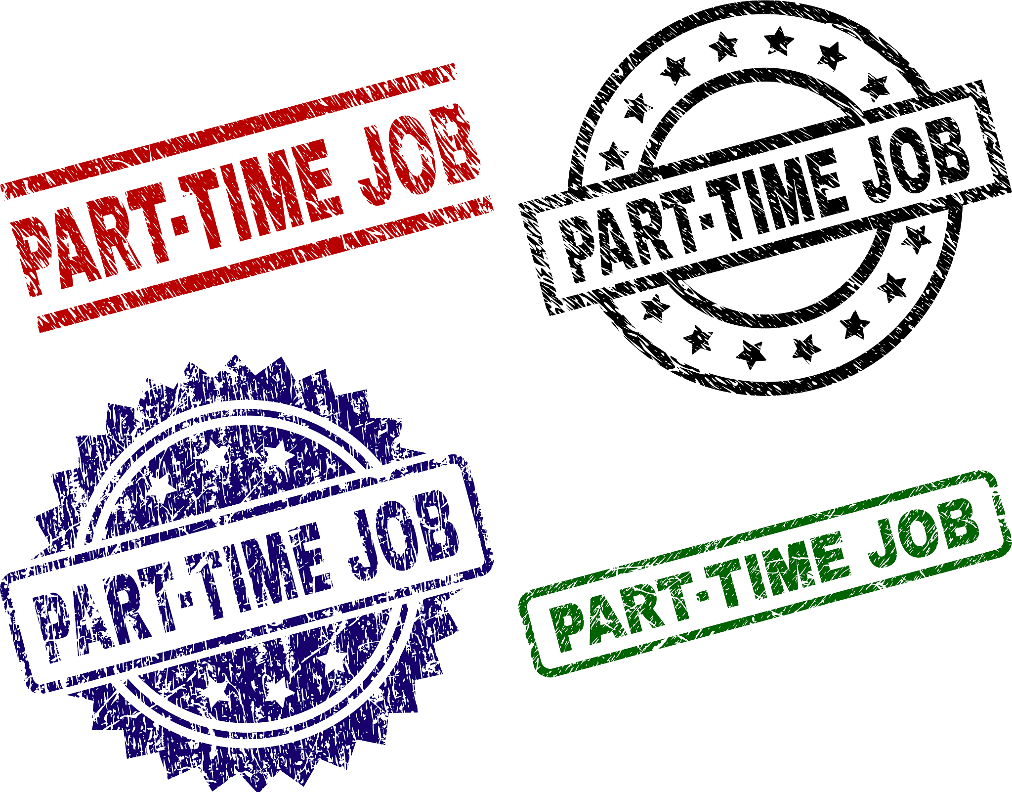 grunge textured part-time job seal stamps