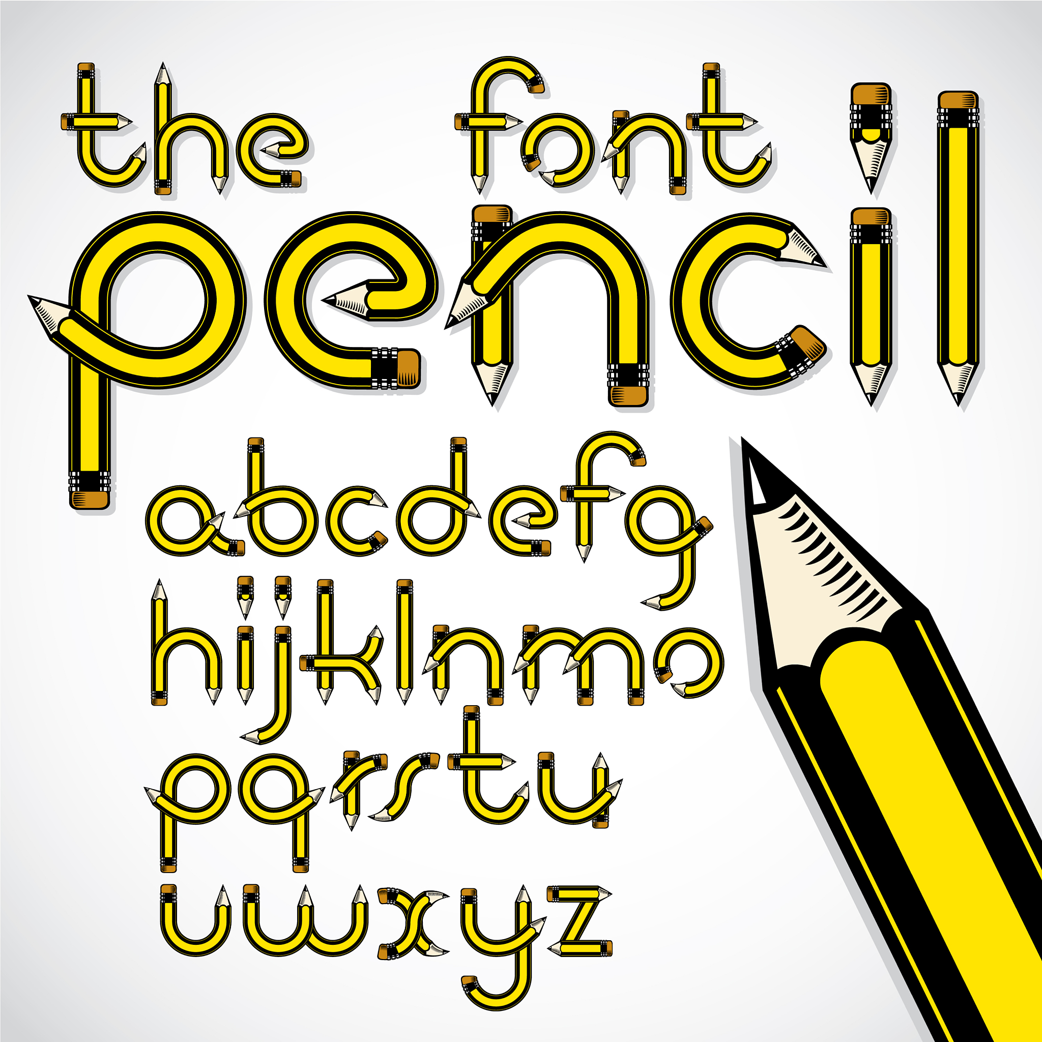 font from a to z made with pencils creative