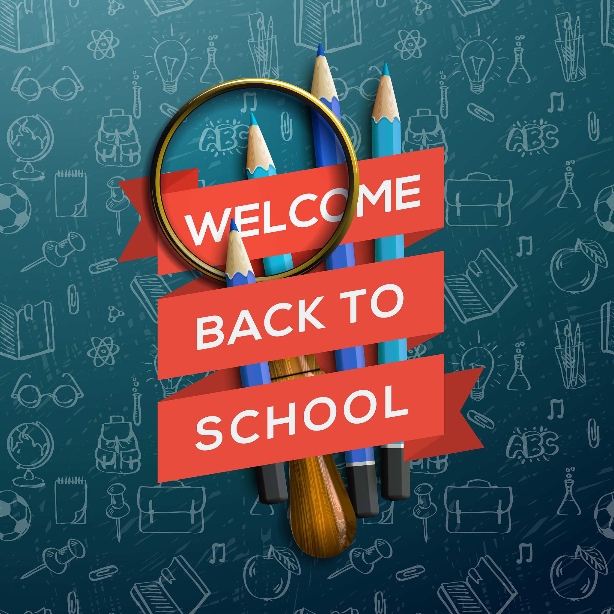 colorful pencil crayons with text back to school