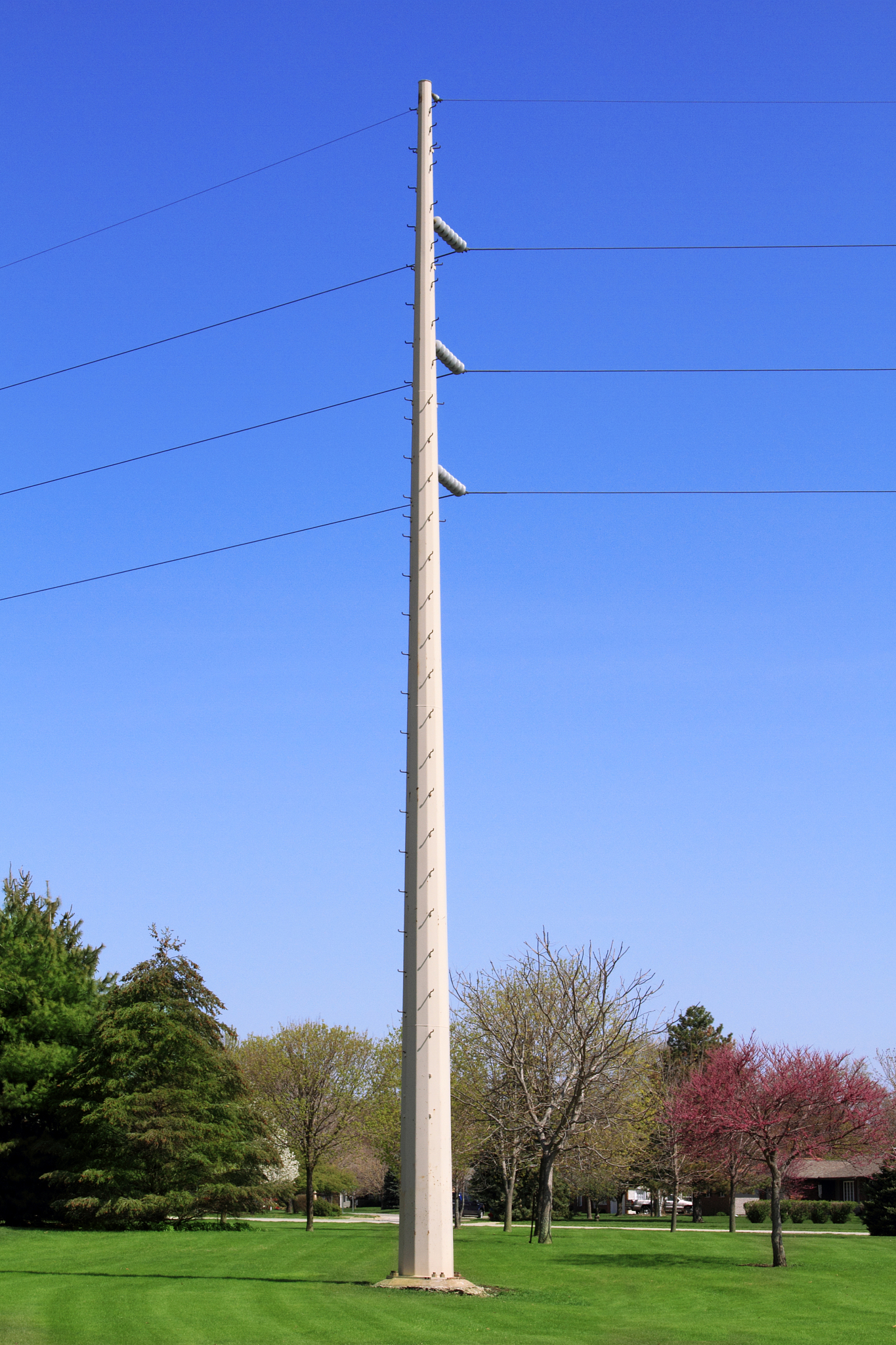 power lines  running through a neighborhood park