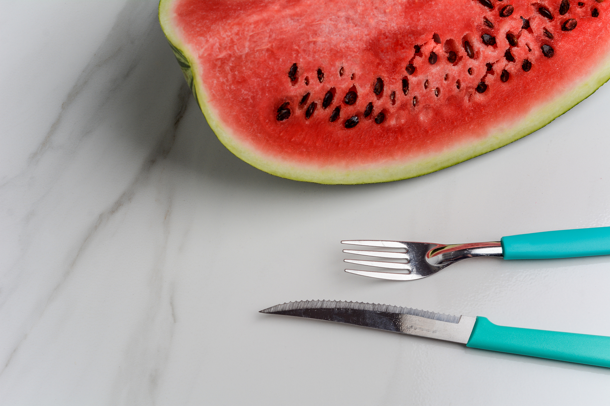 half a slice of watermelon