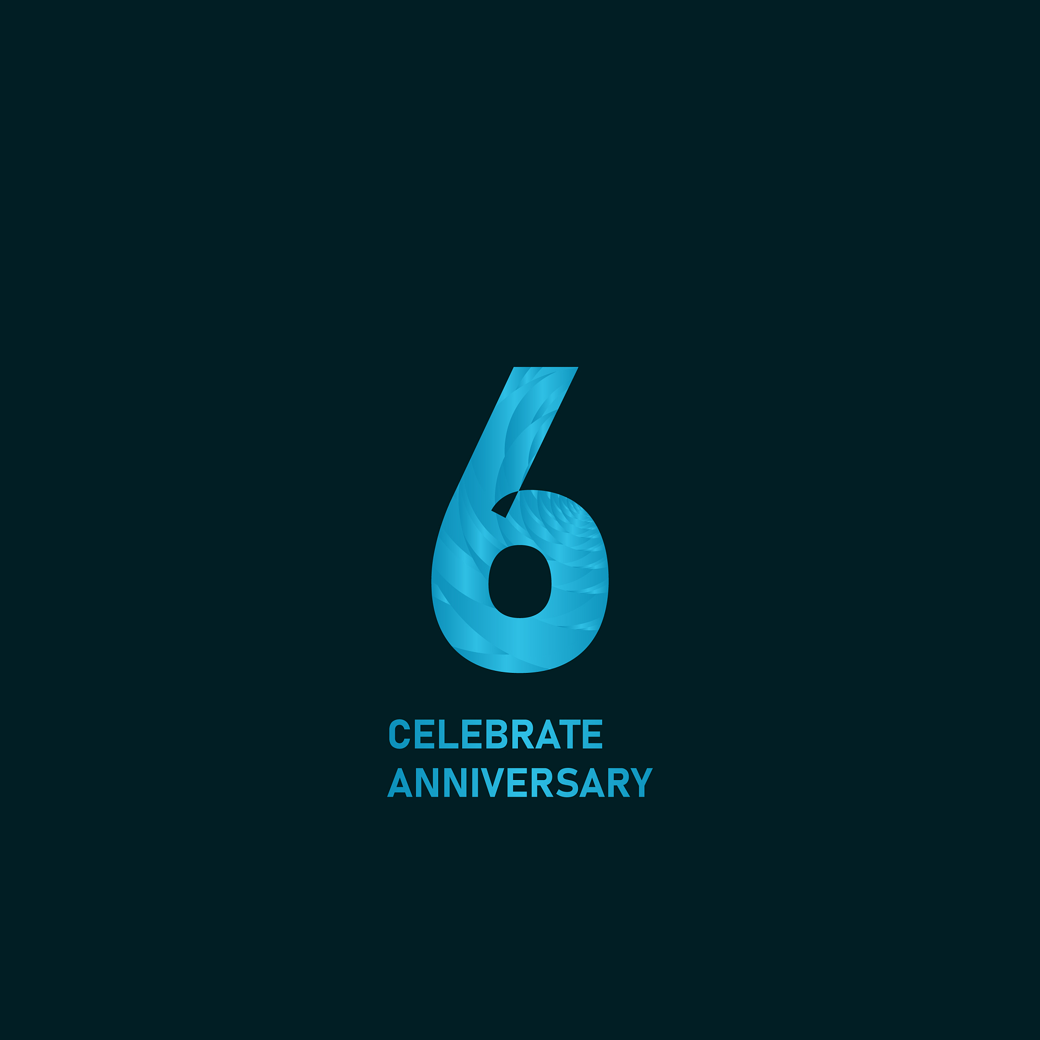 6 year anniversary aqua color template design