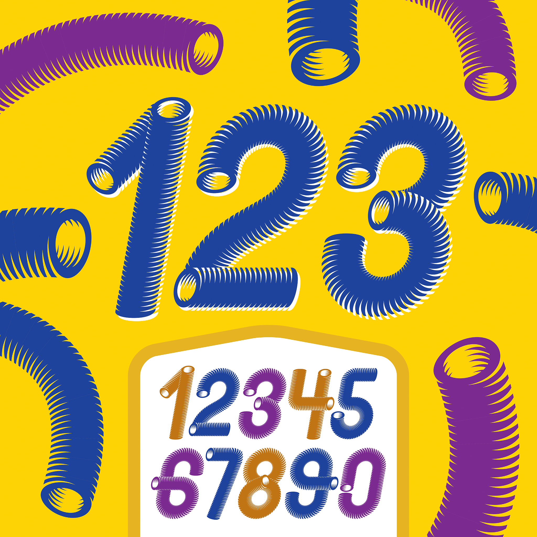 trendy vector numerals collection. modern italic funky numbers f