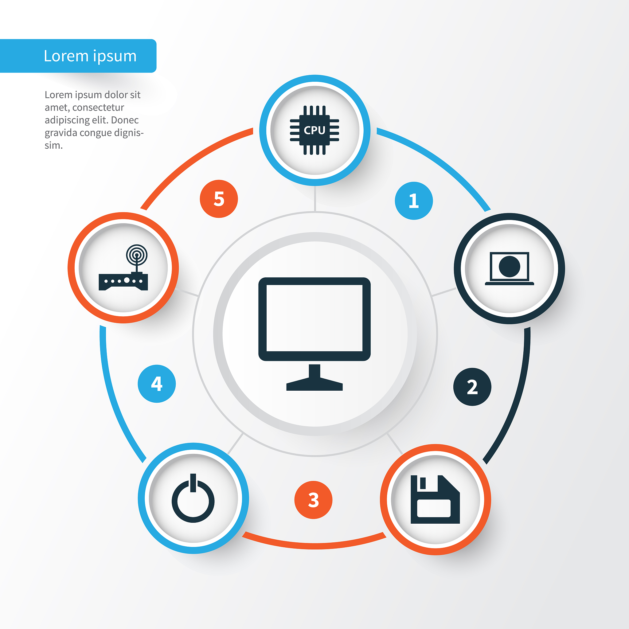 computer icons set collection of power on