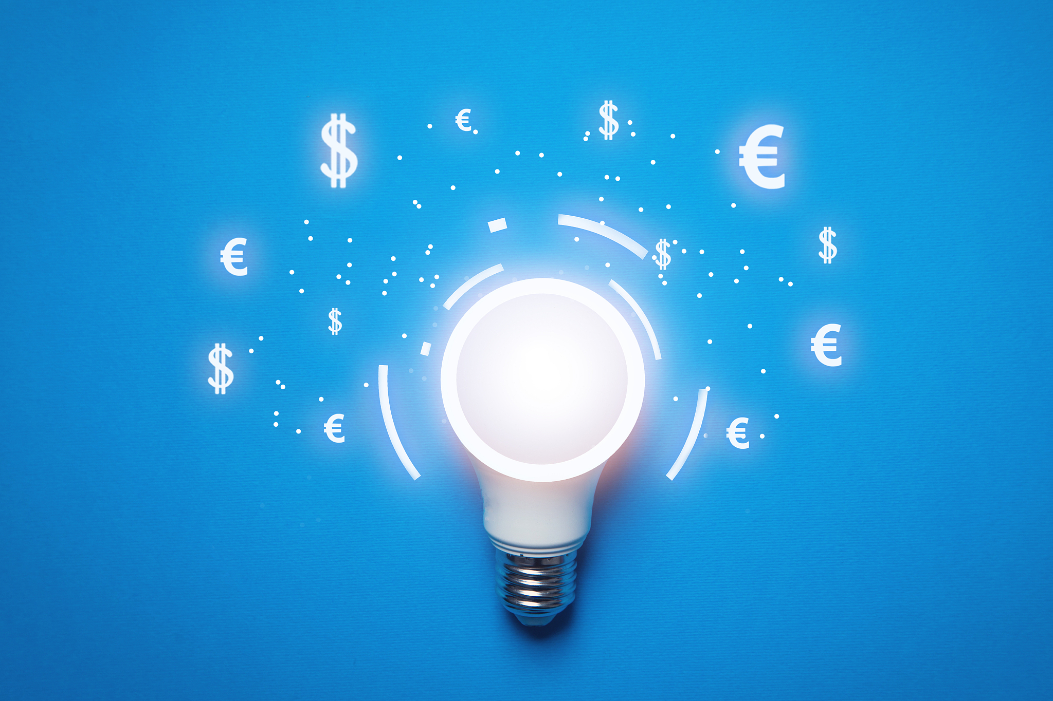 light bulb with a currency symbols. finance, idea