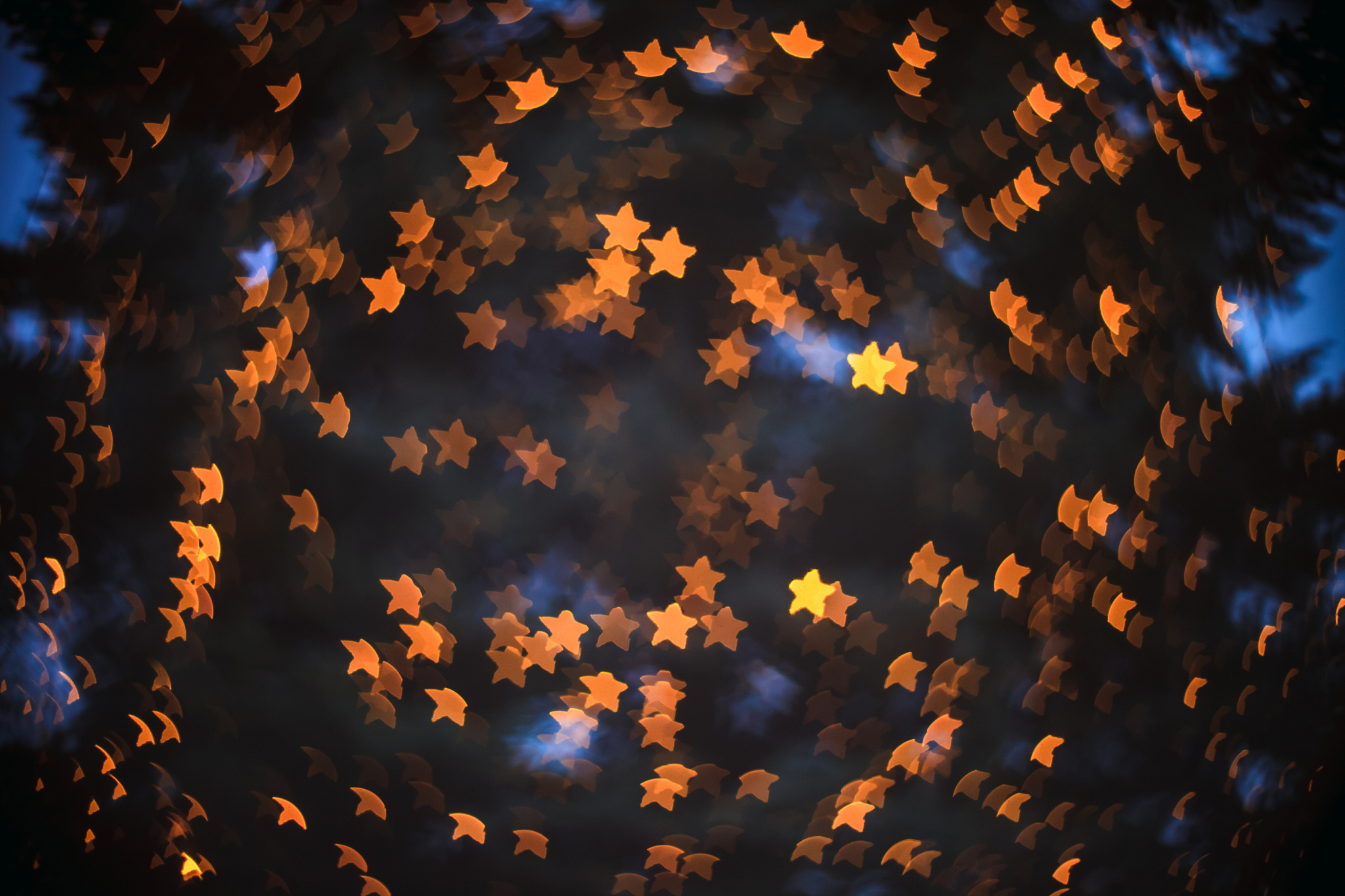 abstract blurry festive shiny golden stars bokeh, vintage style
