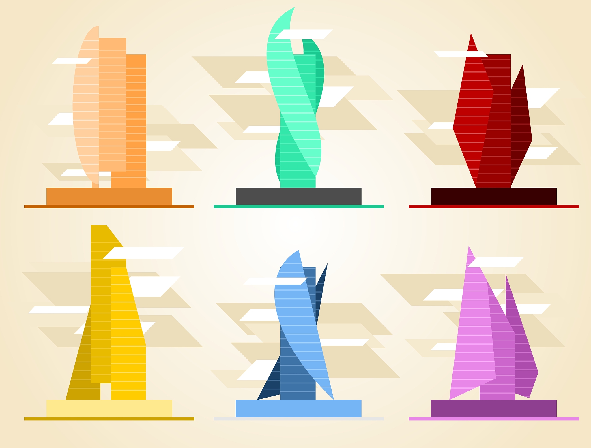 set of business buildings