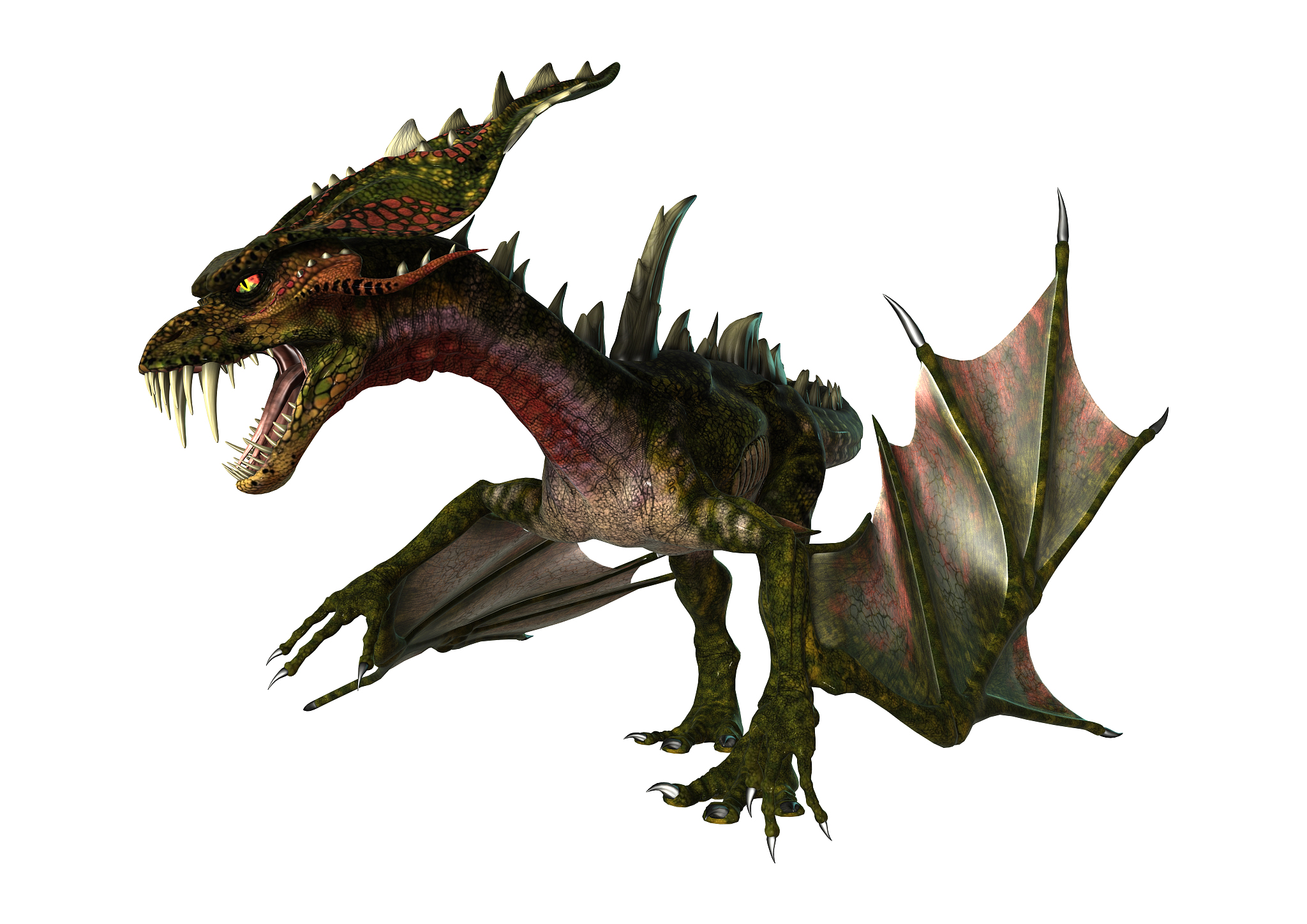 3d rendering fantasy dragon on white