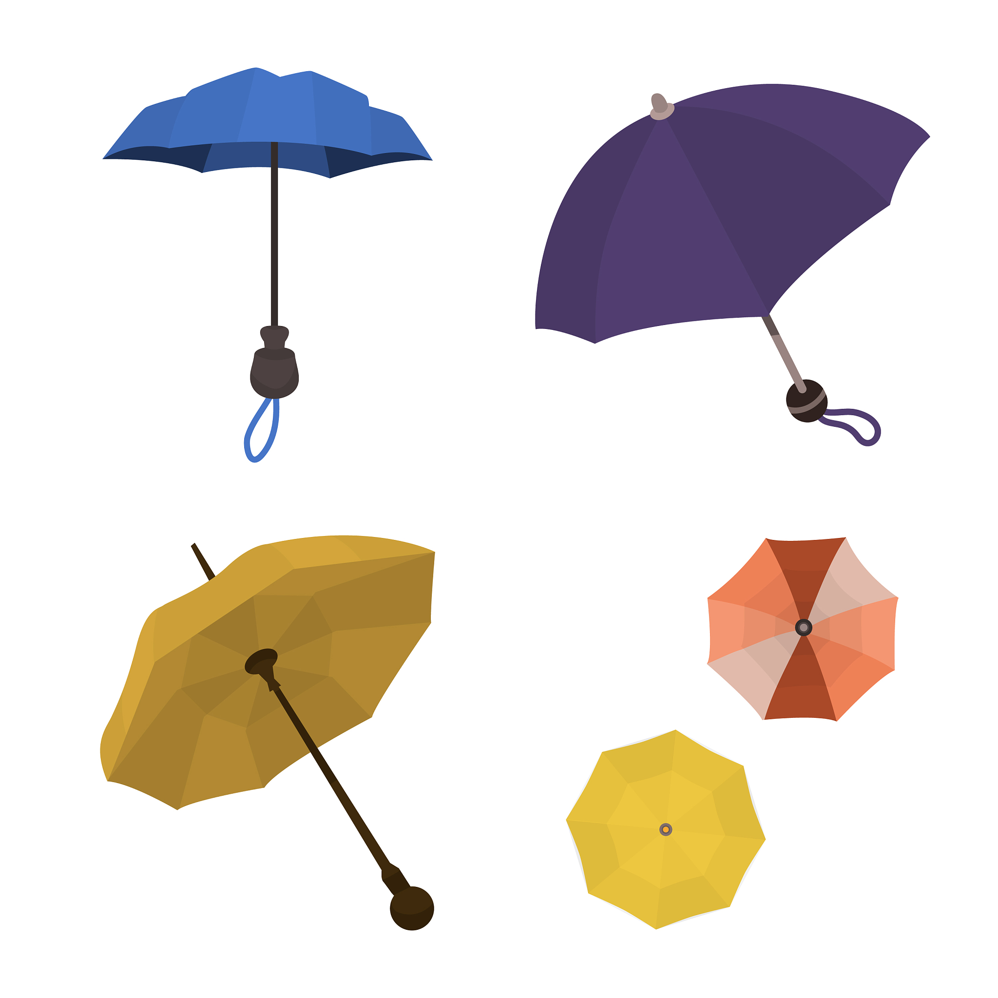 design umbrella and rain icon set of