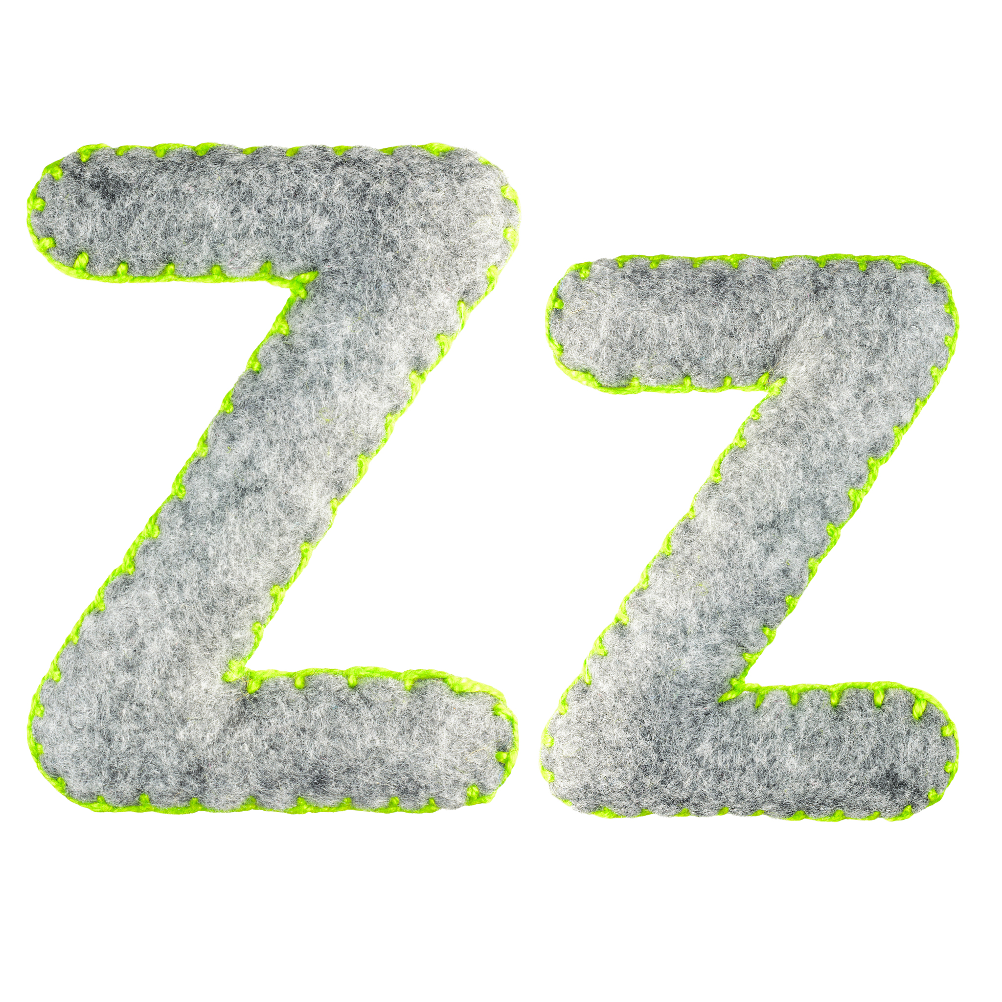 handmade gray letter z isolated on white