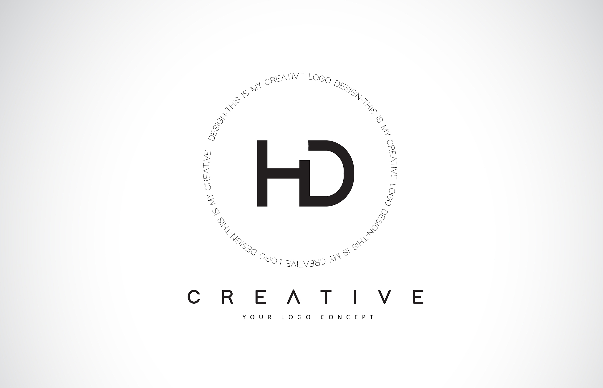hd h d logo design with black and white creative
