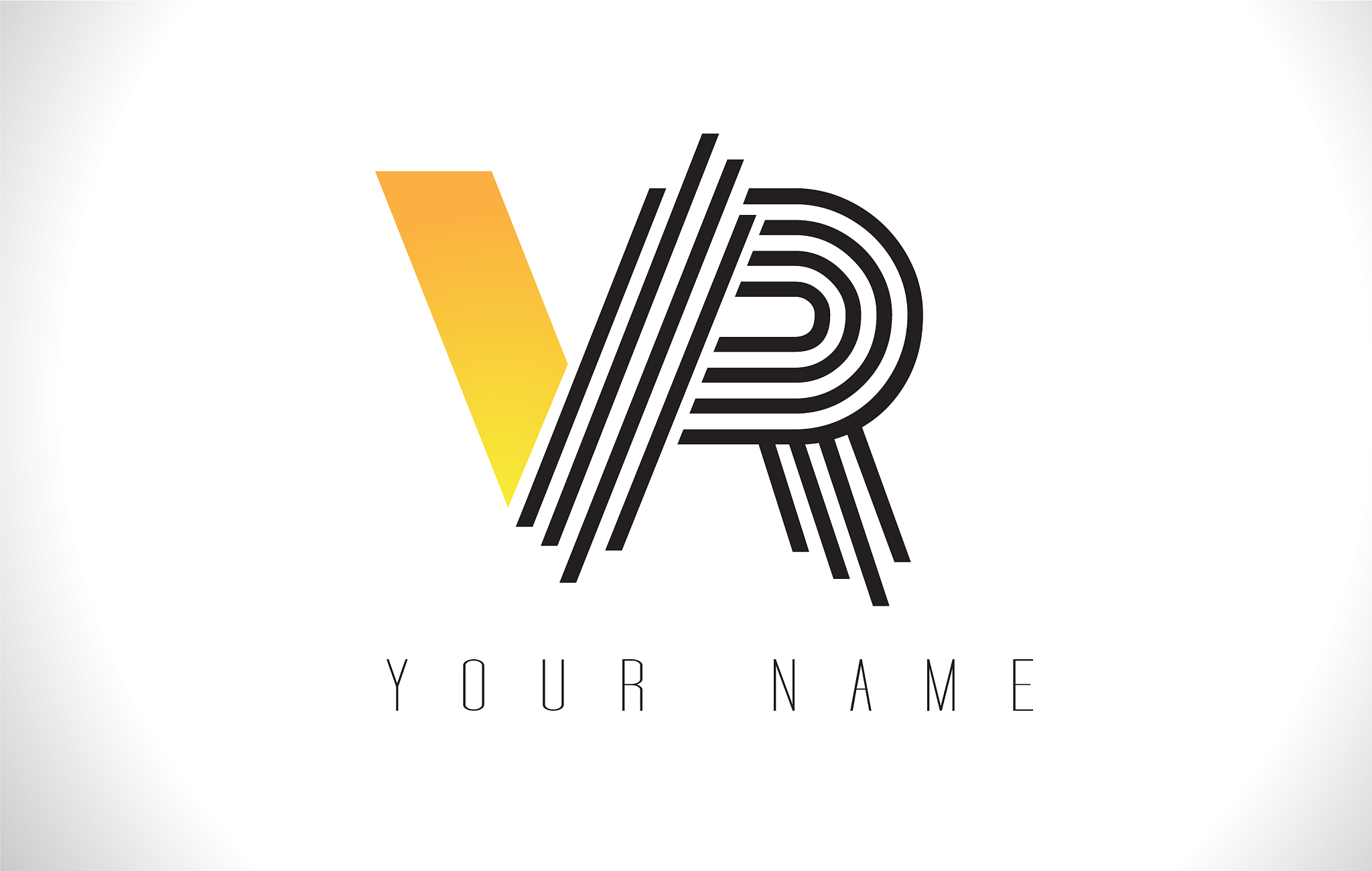 vr black lines letter logo creative line letters