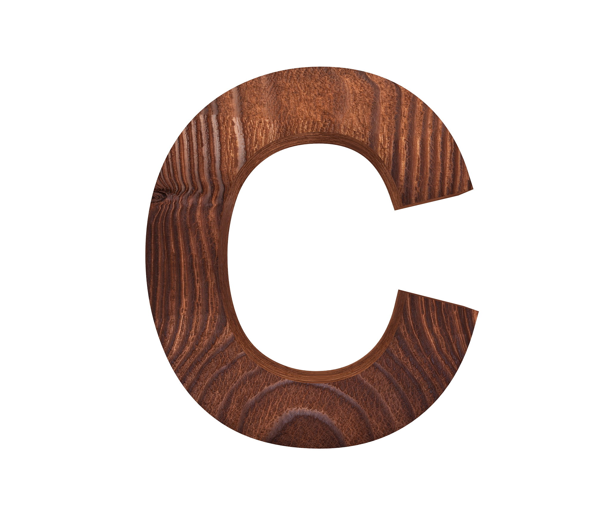 3d decorative wooden alphabet, capital letter c
