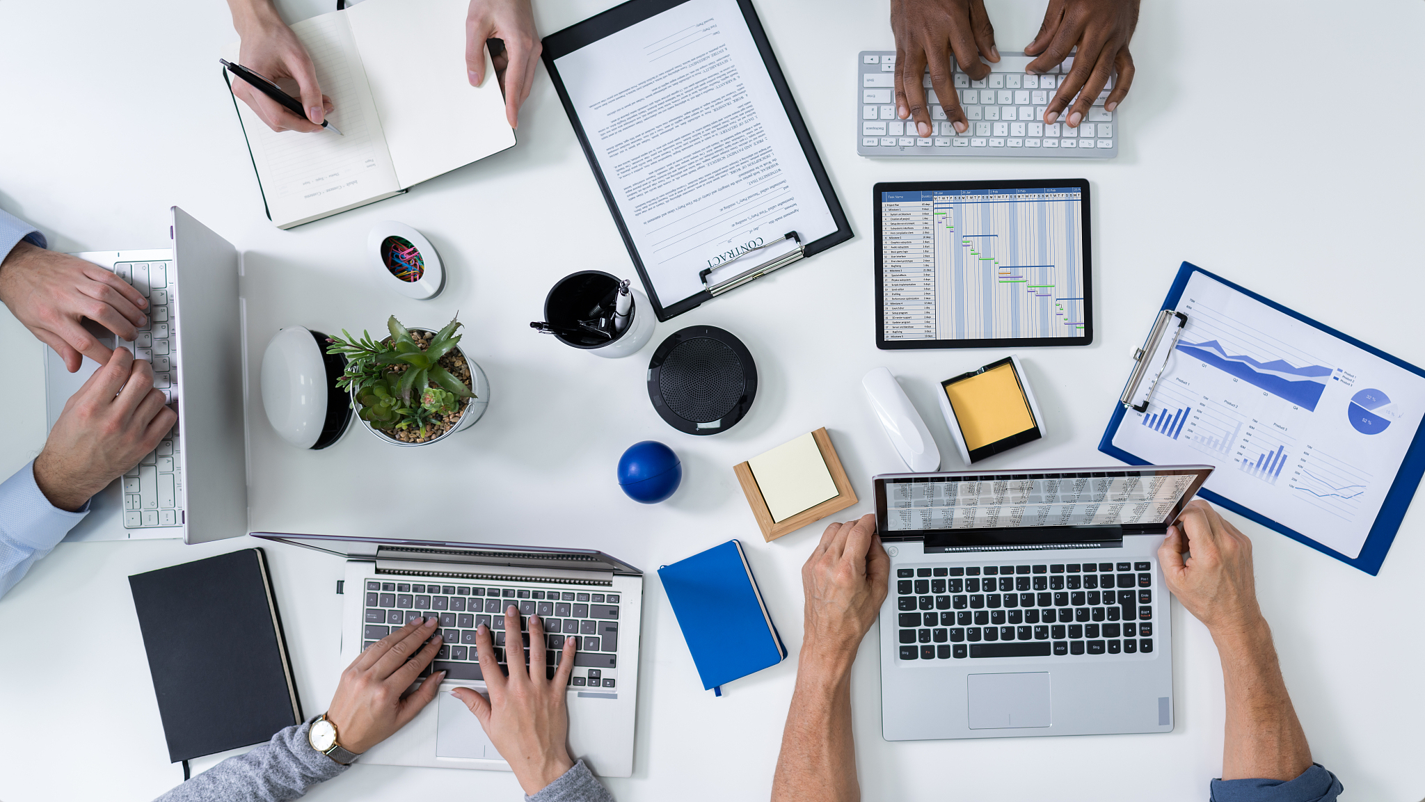 businesspeople working at office