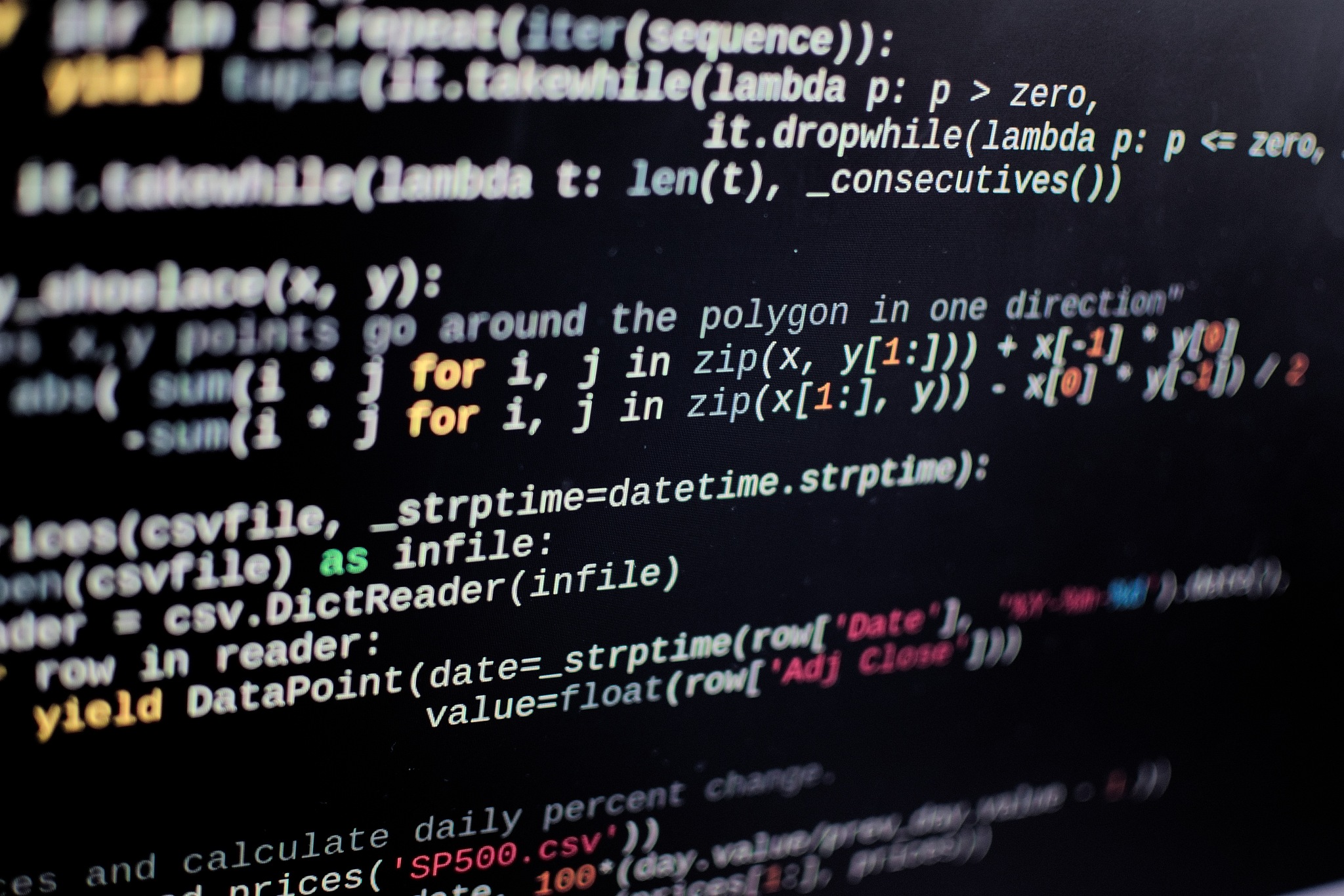 programming code on a computer screen