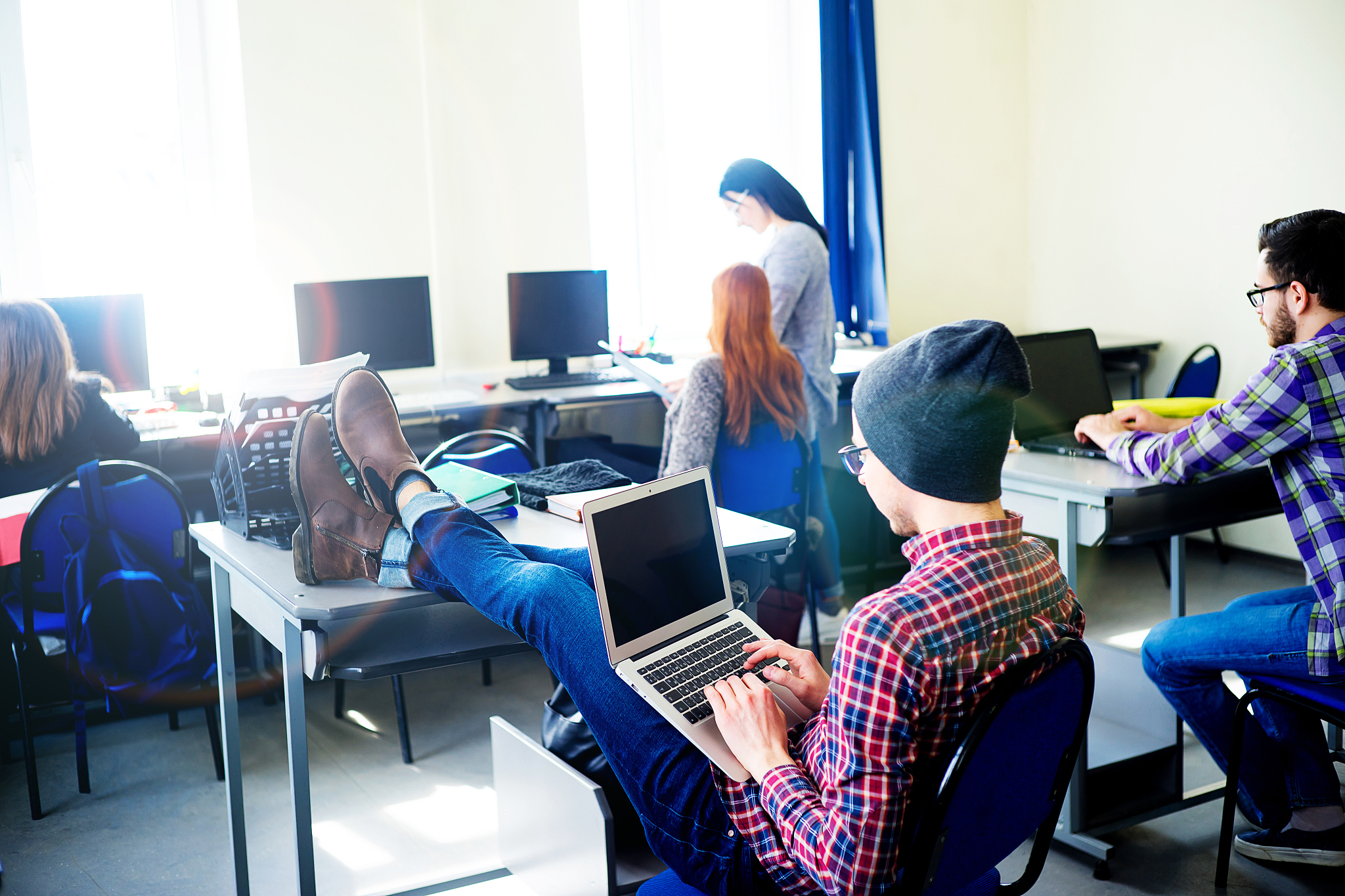 students working on computers