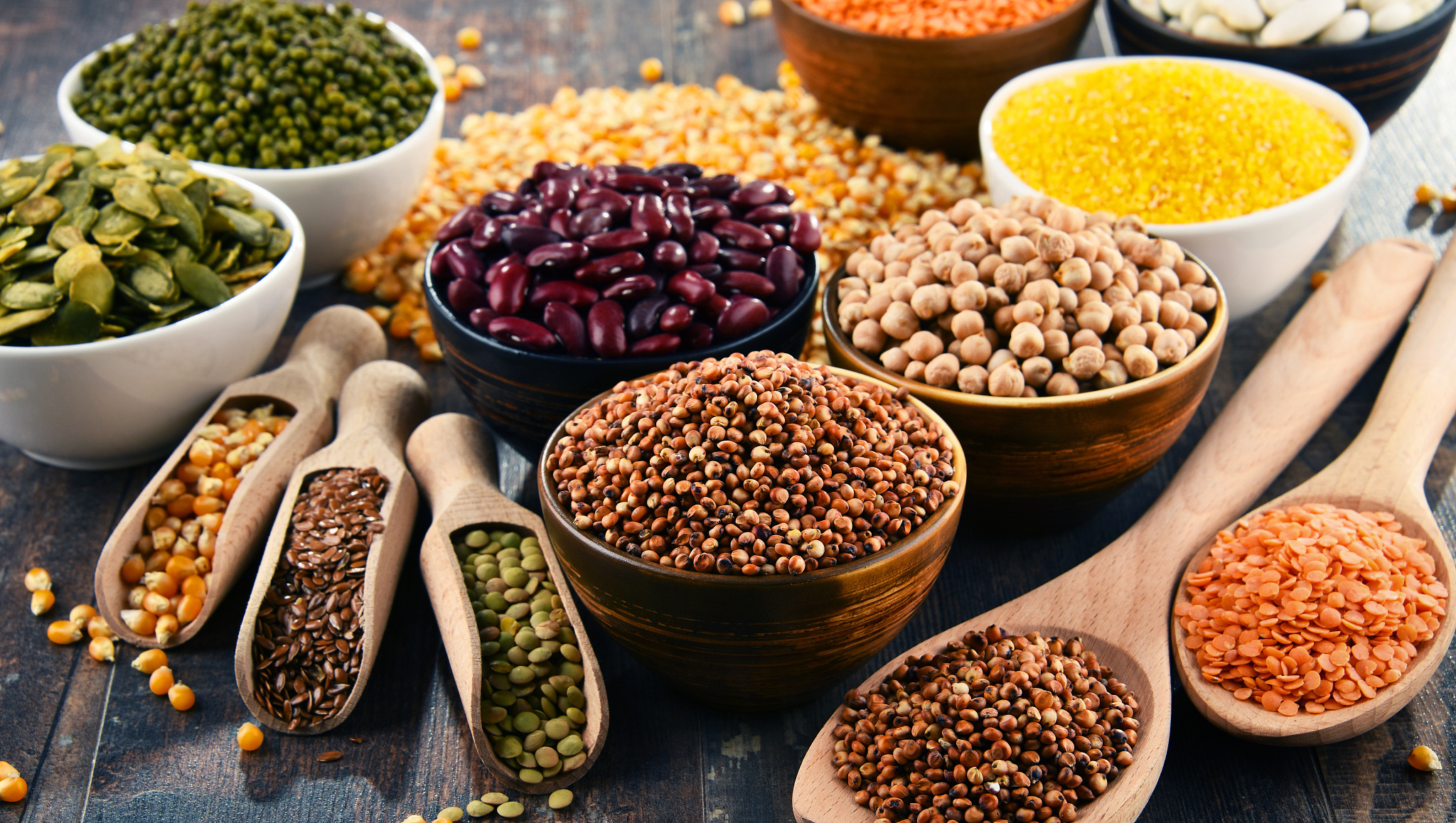 composition with variety of vegetarian food ingredients