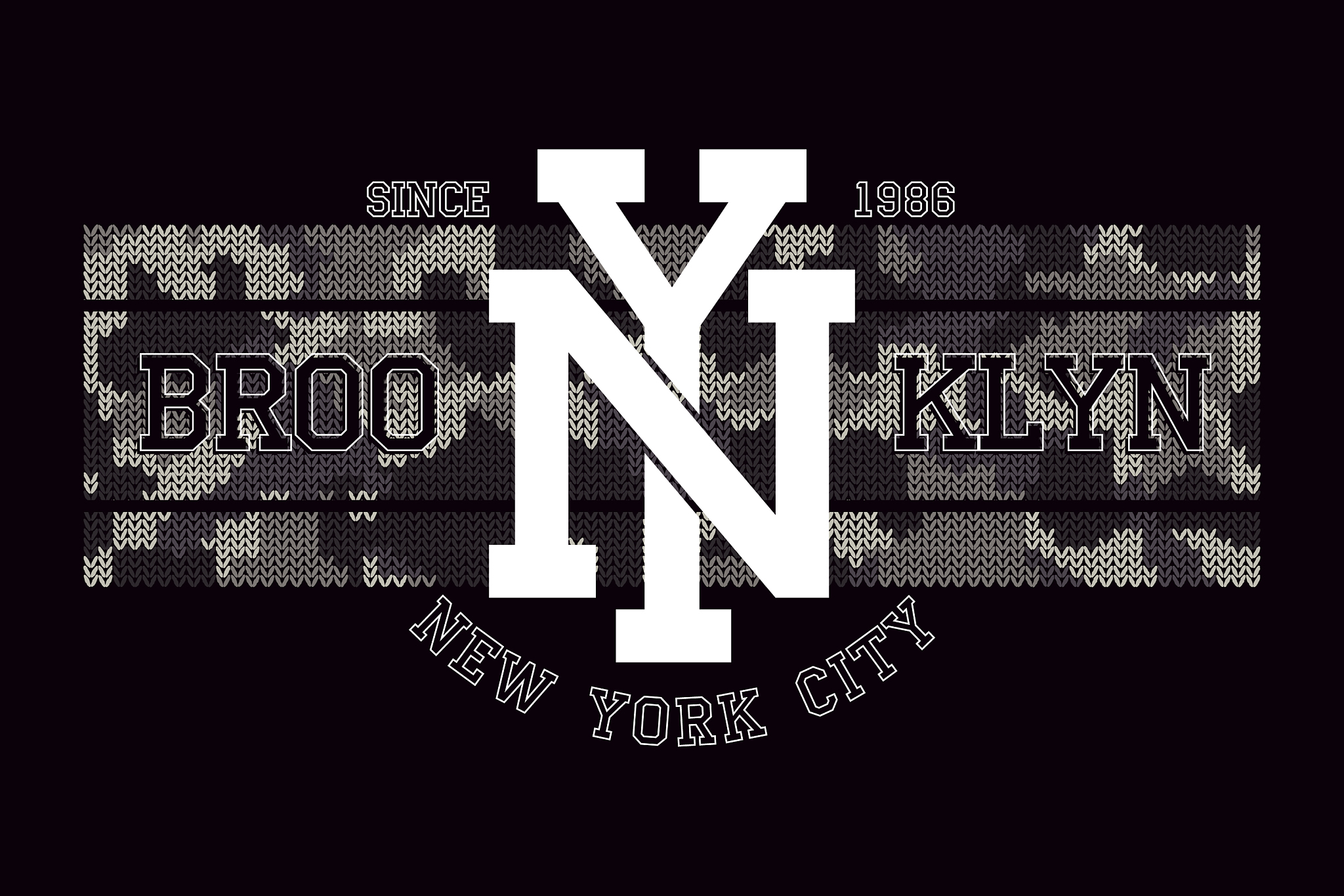 new york brooklyn t-shirt design with knitted