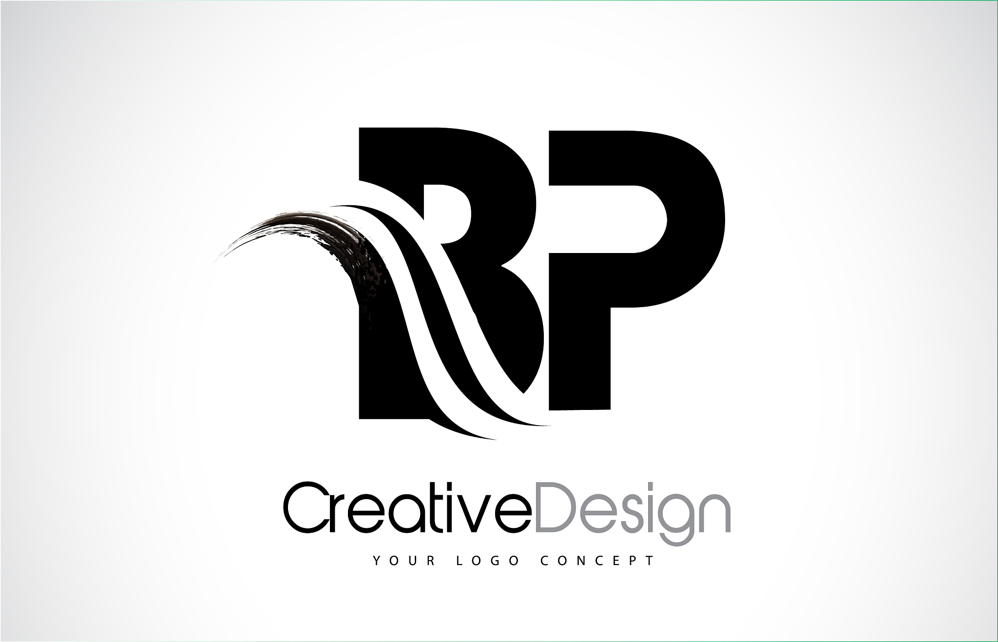 bp b p creative brush black letters design with