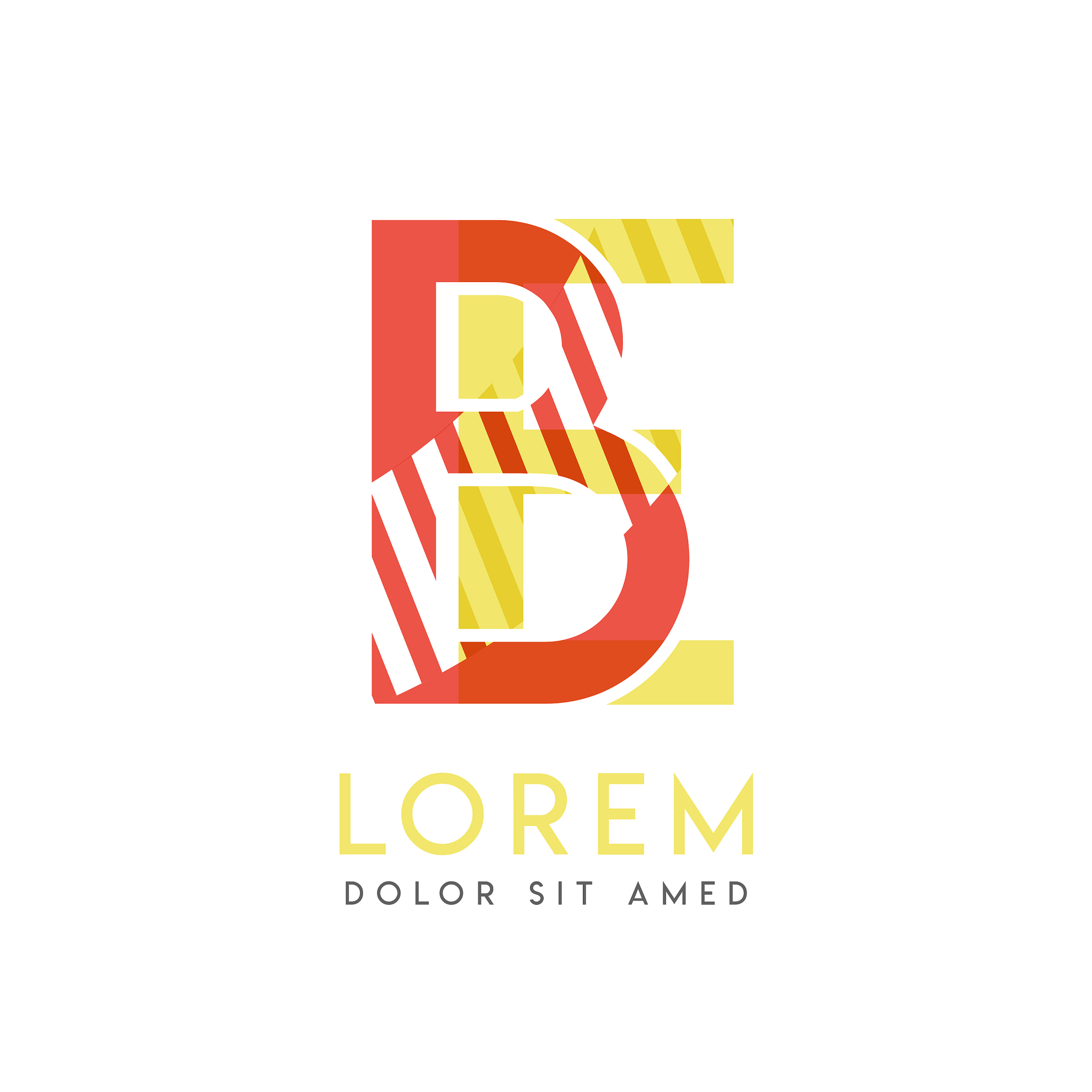 eb colorful logo design with pink orange and gray