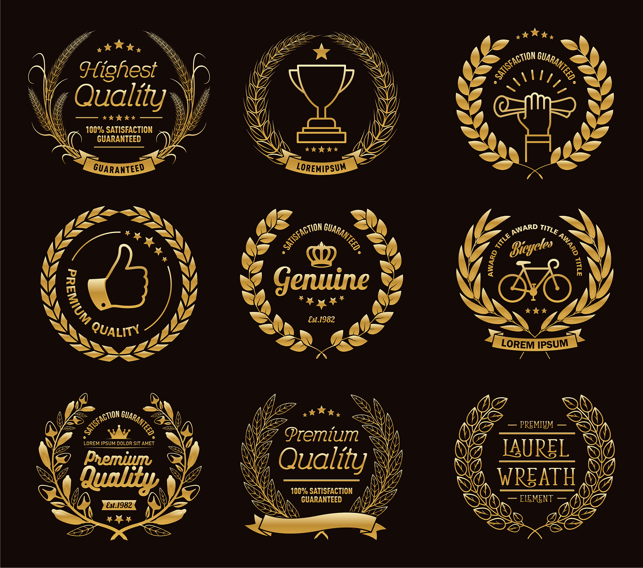 golden laurel wreaths templates