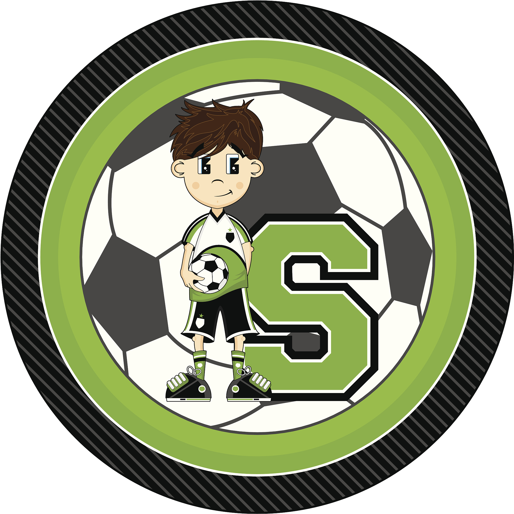 cartoon soccer boy learning illustration
