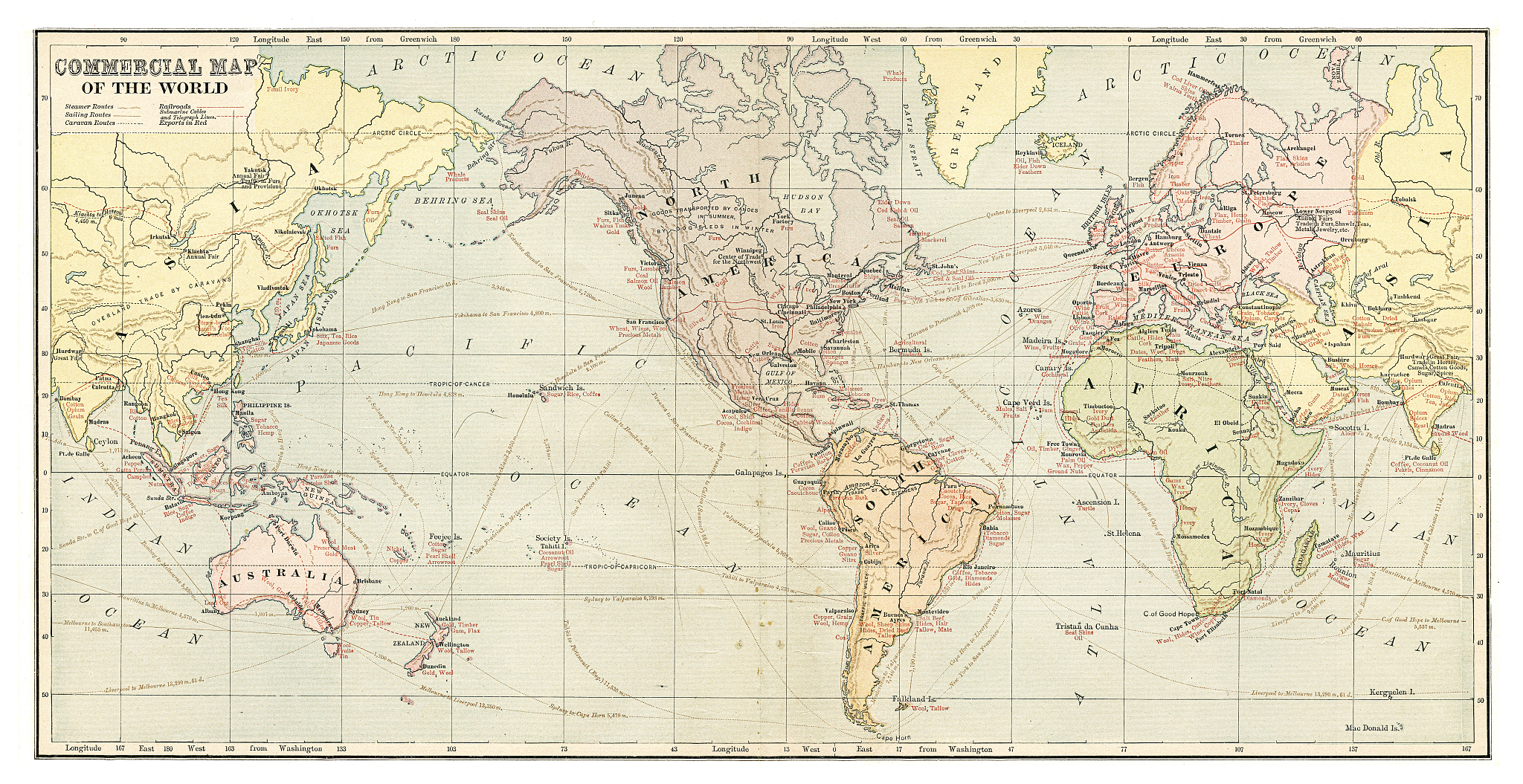 commercial map of the world 1881