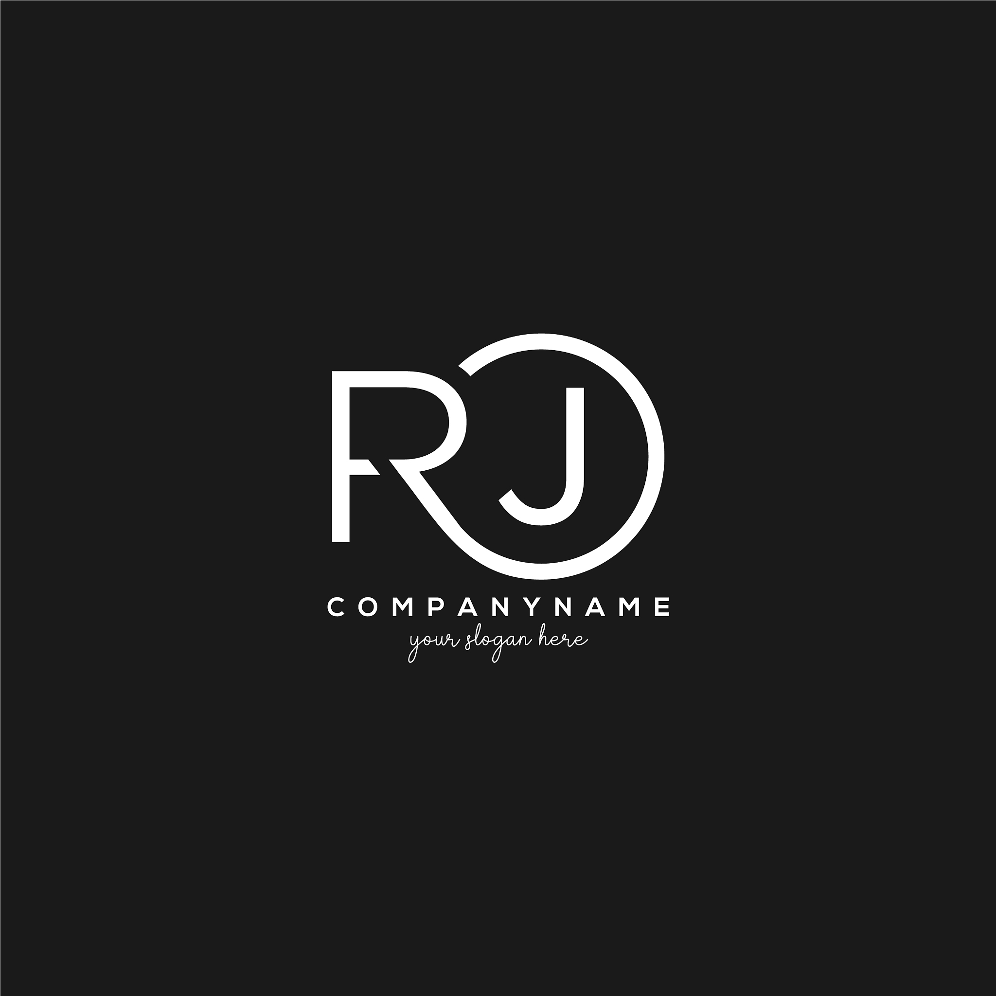 initial rj letter logo with circle template