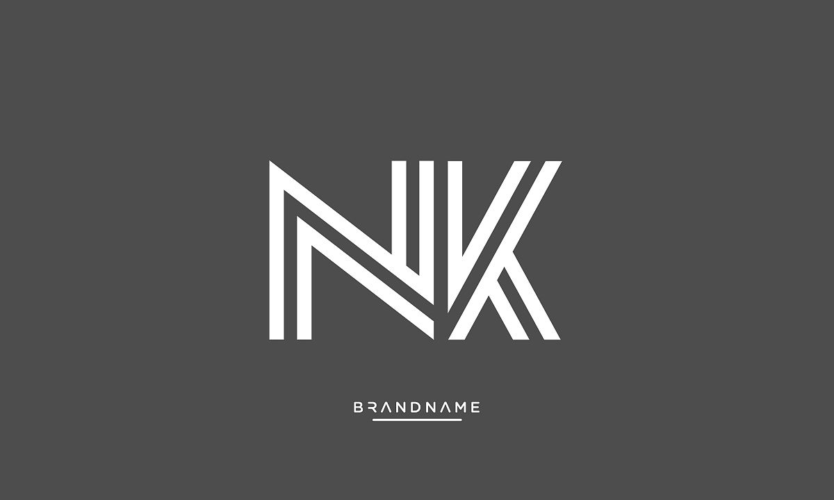 nk或kn字母抽象标志图标向量模板