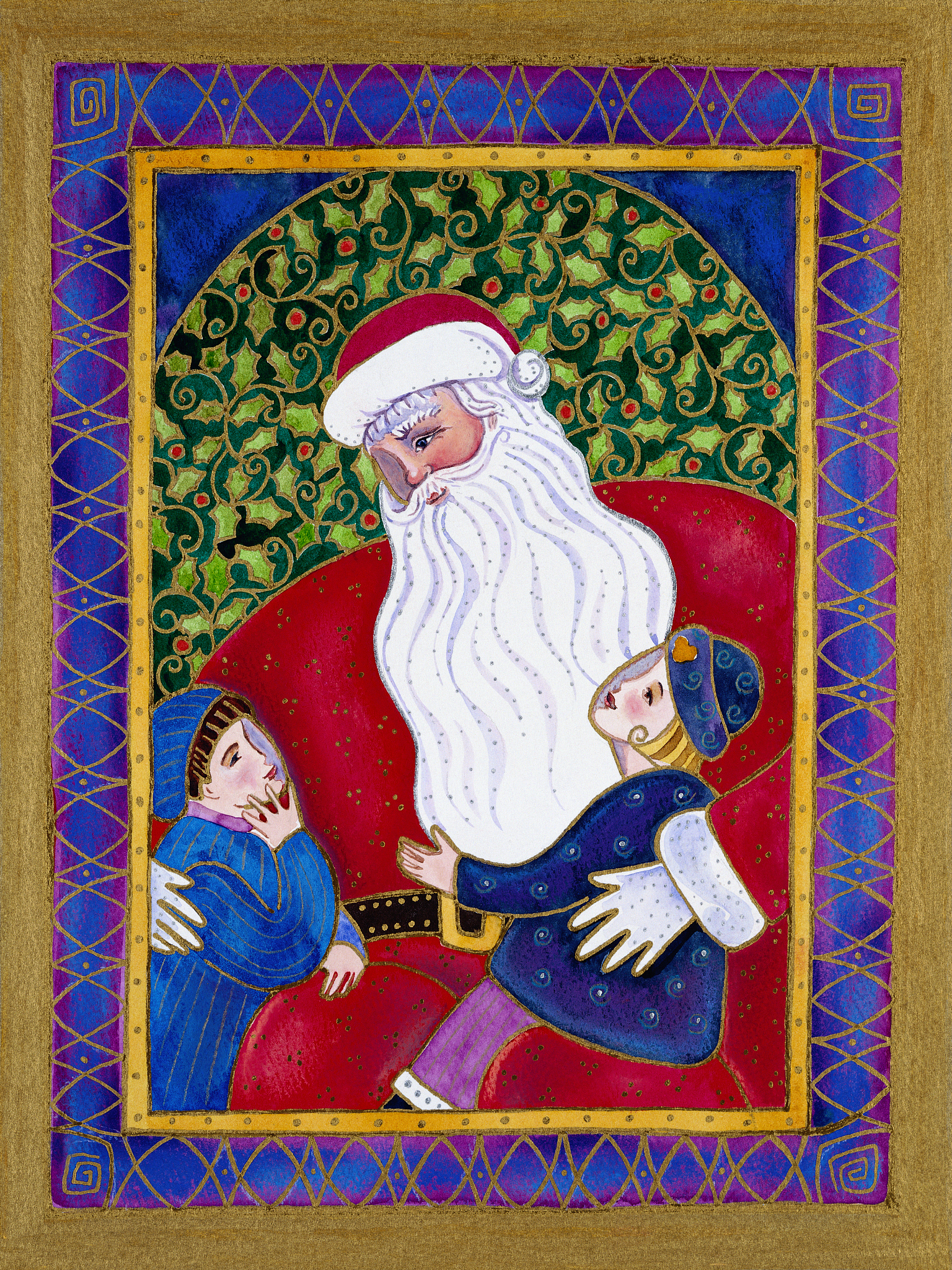 children sitting on santa's lap