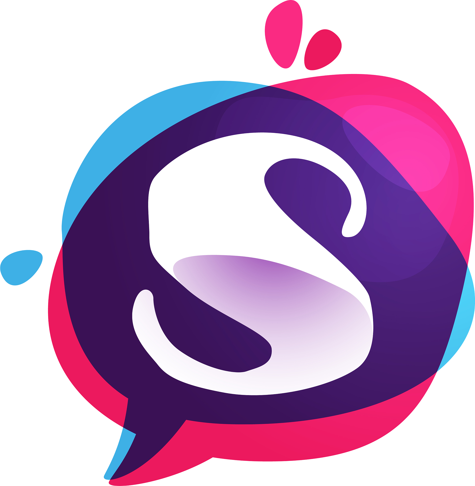 s letter chat app logo at colorful watercolor