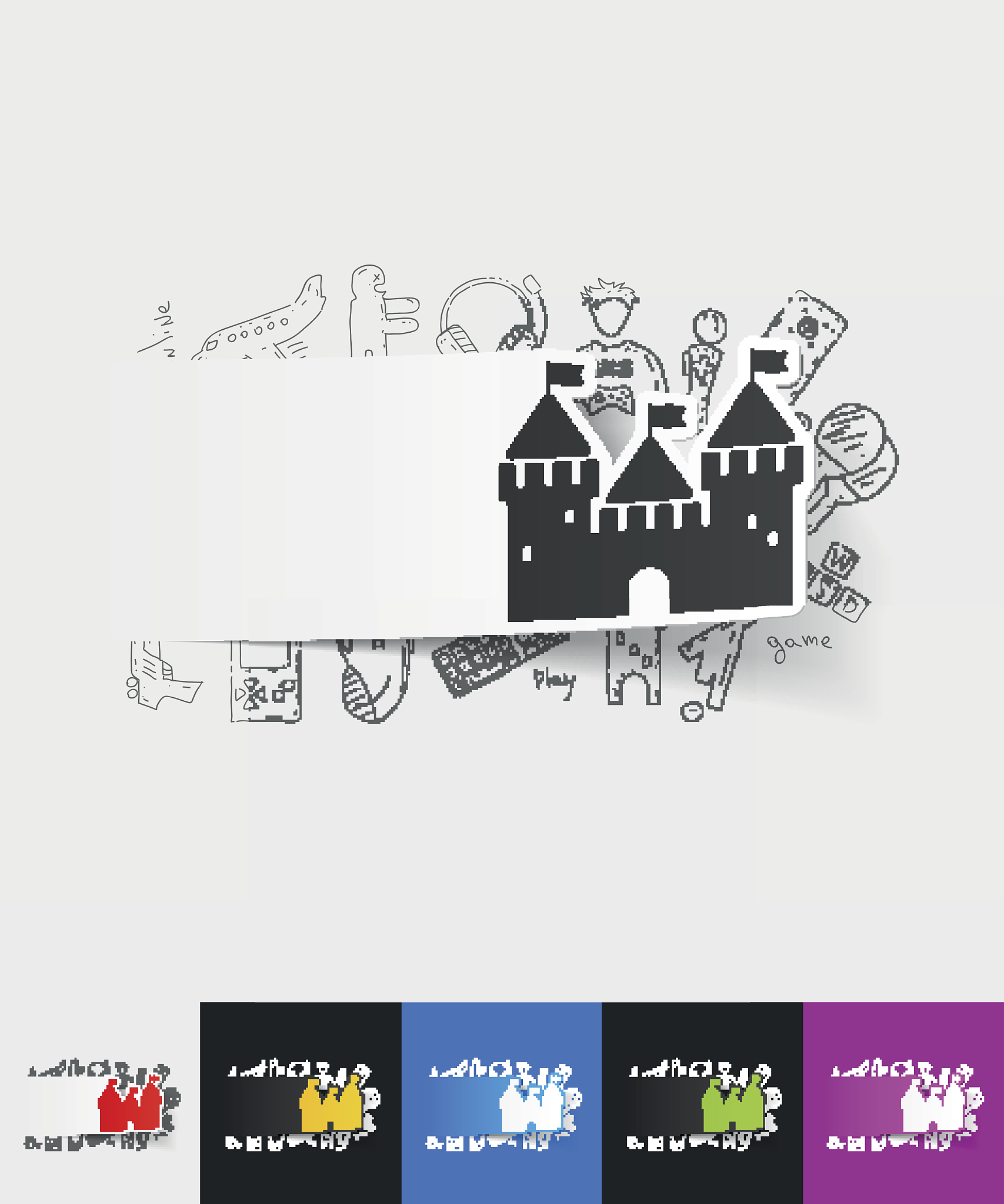 fortress paper sticker with hand drawn elements