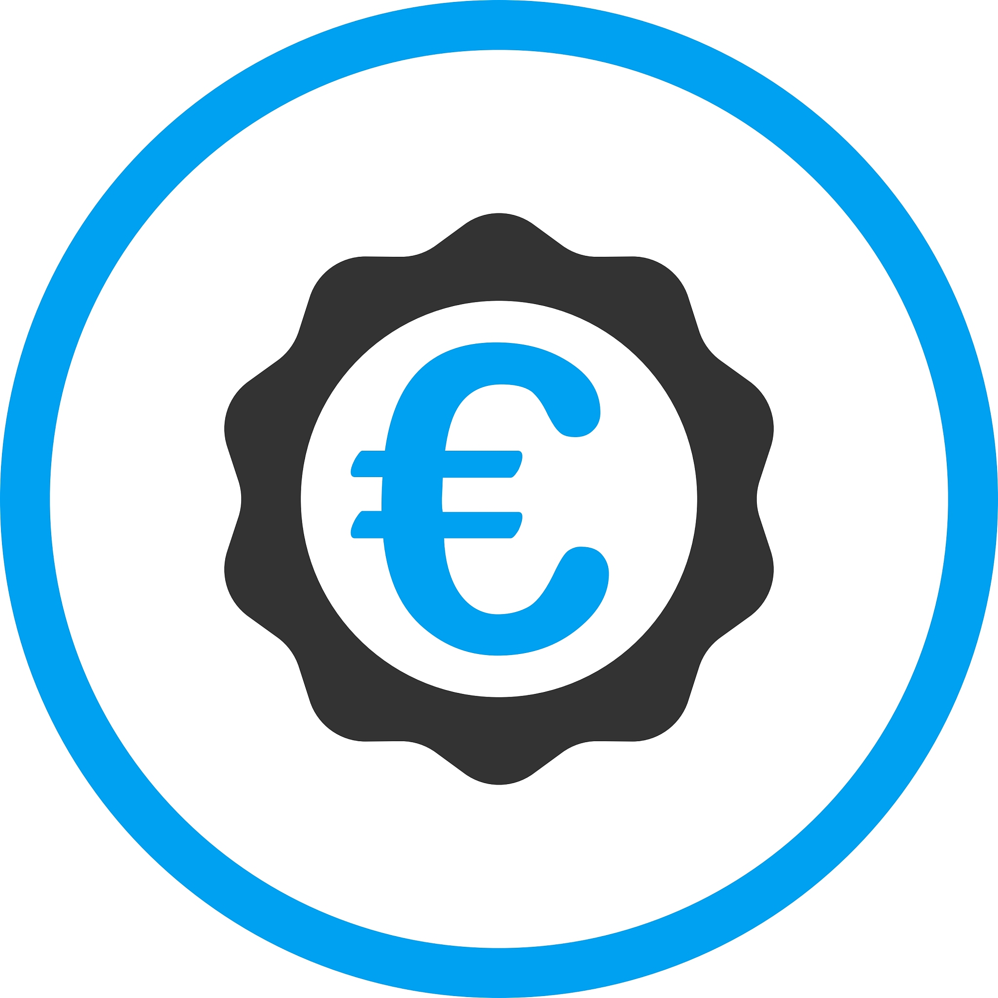 euro award seal rounded icon