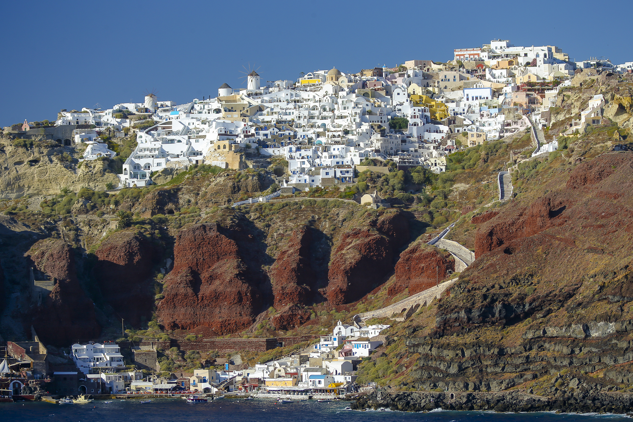 oia greece seen from the water