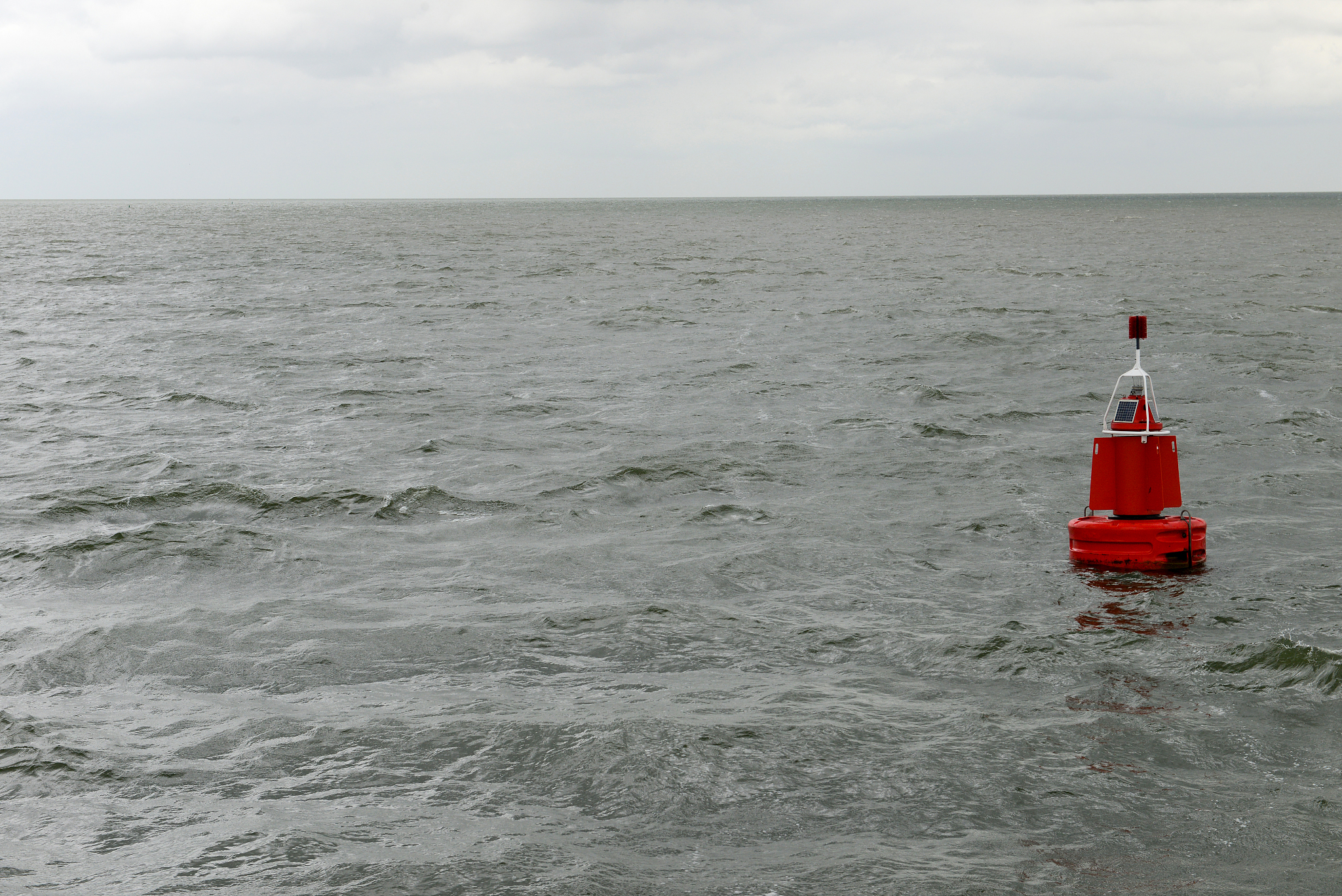 red buoy at ijssel lake, netherlands