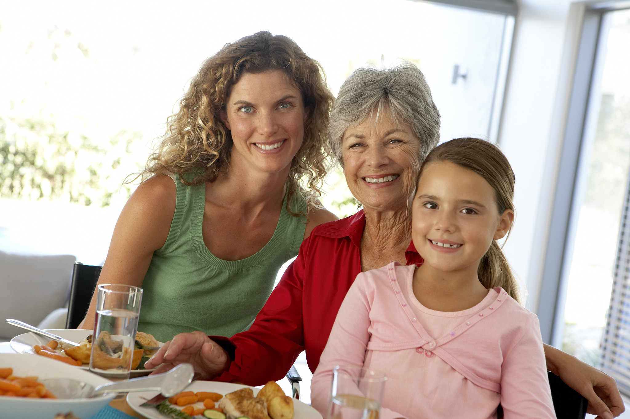 generational family with food