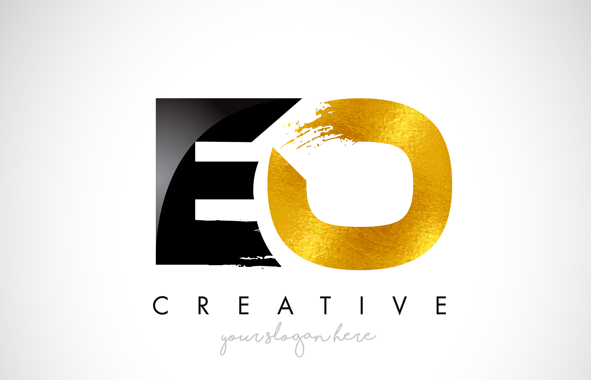 eo letter design with brush stroke and modern 3d