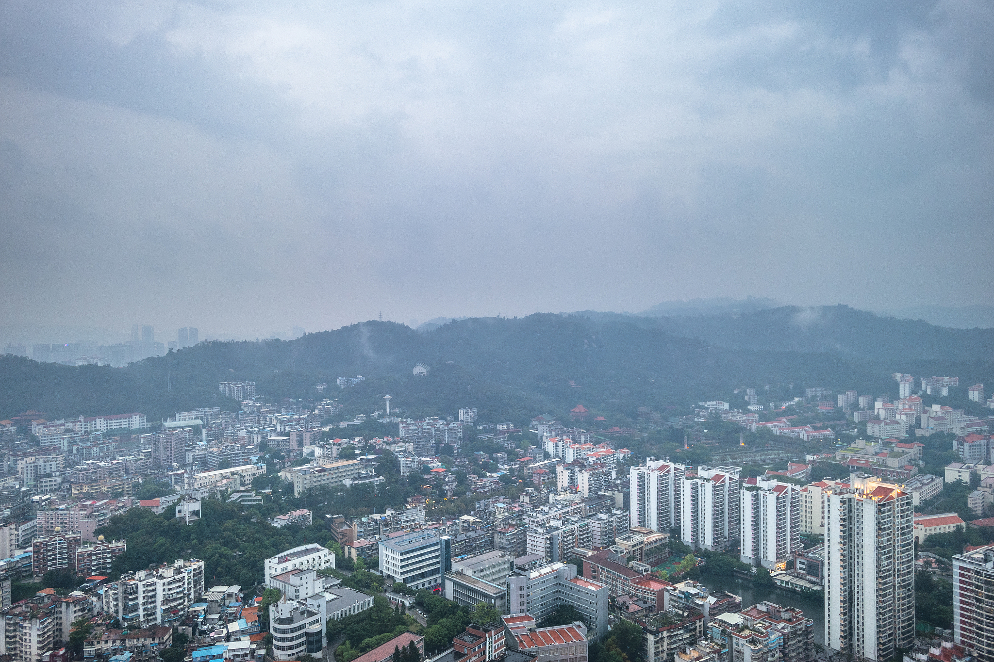 panoramic city skyline in xiamen china