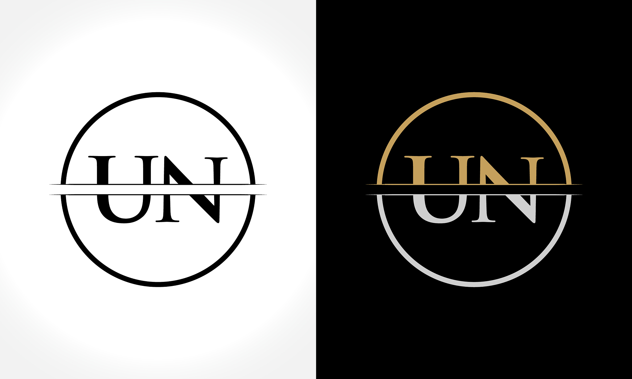 initial letter un logo design template un letter