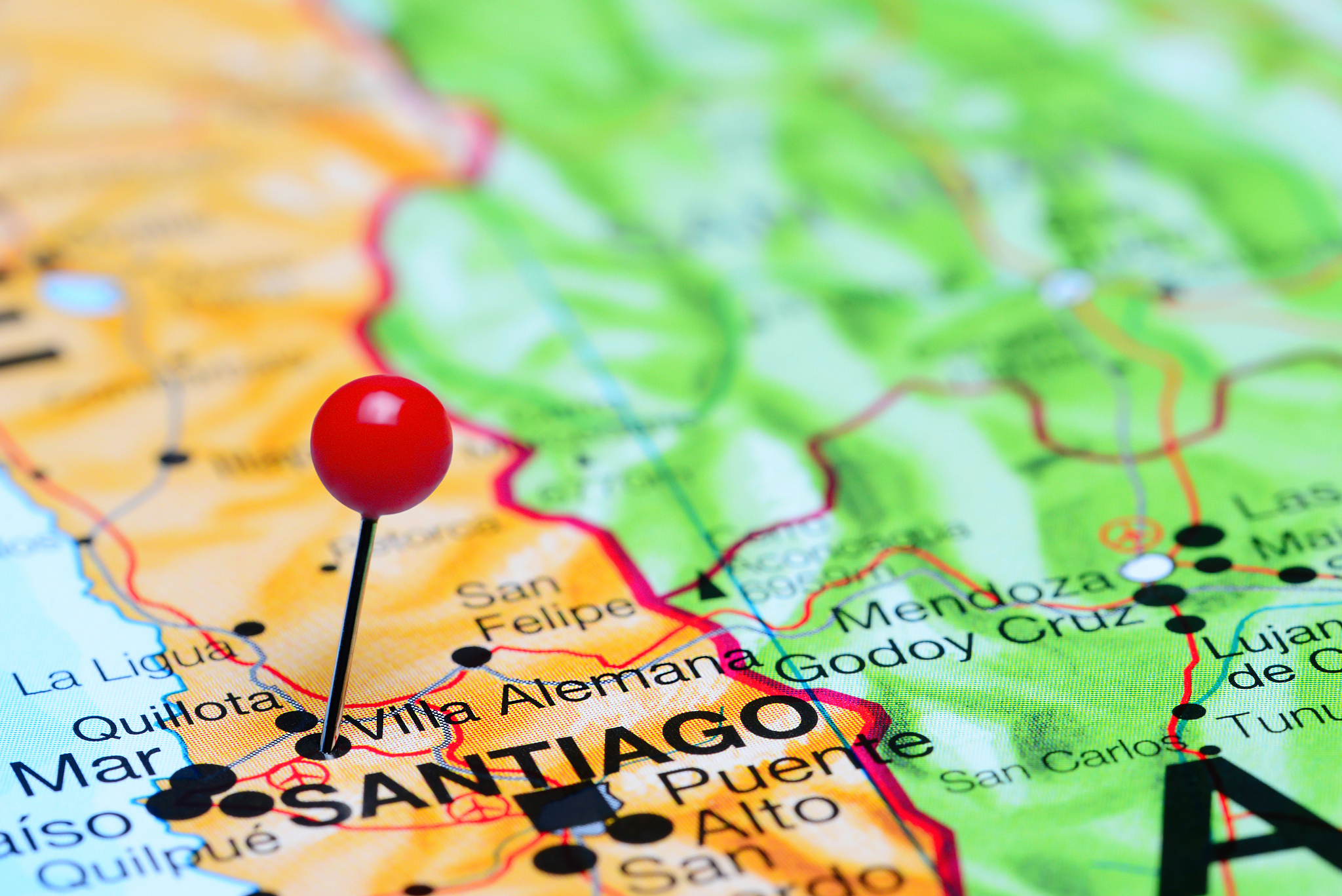 villa alemana pinned on a map of chile