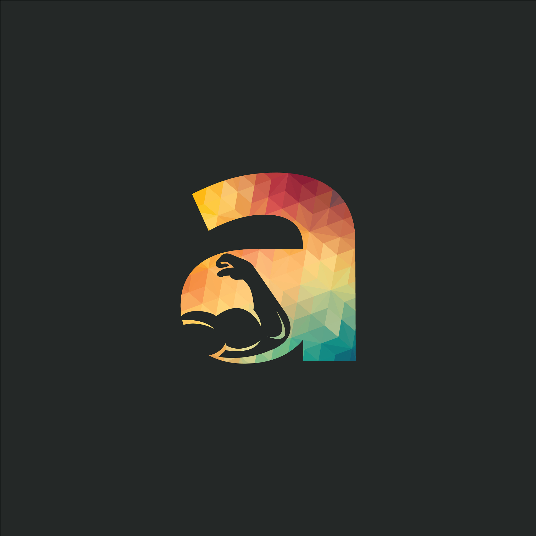 muscular arm and letter a logo design