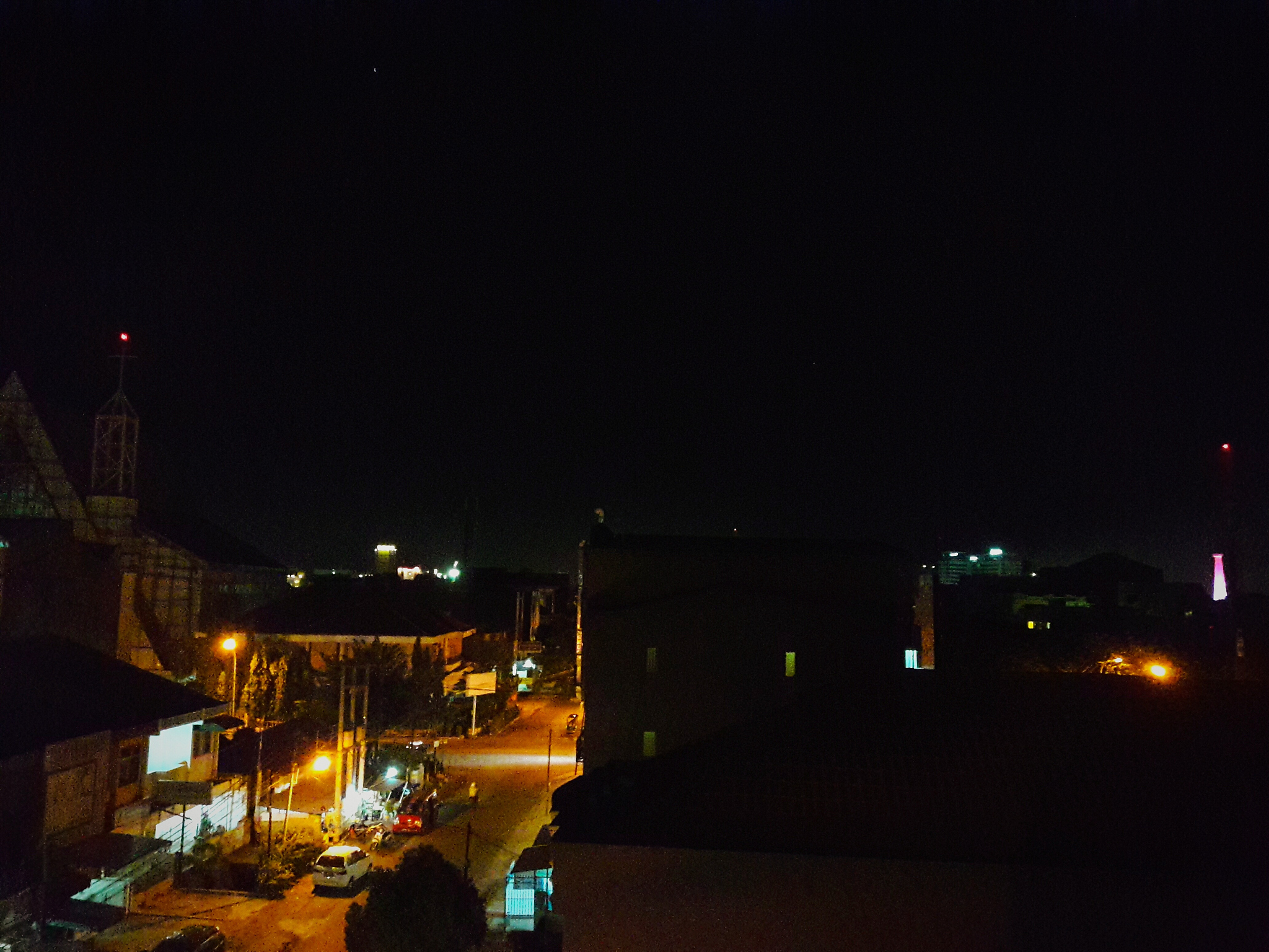 illuminated street light at night