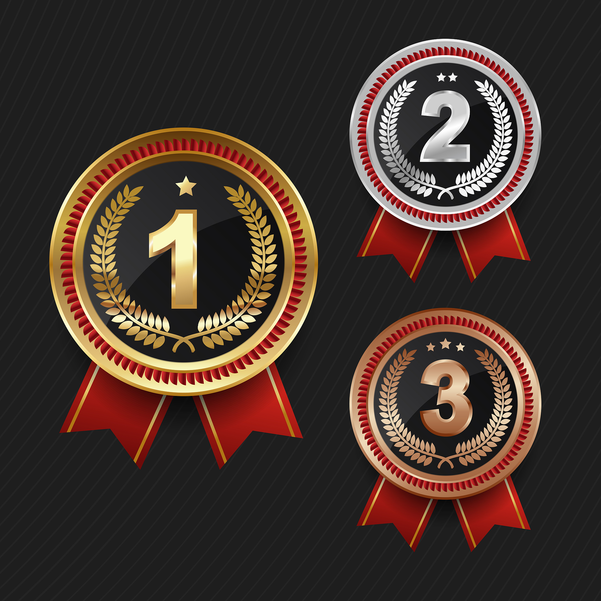 award golden label of first, second and third winner.