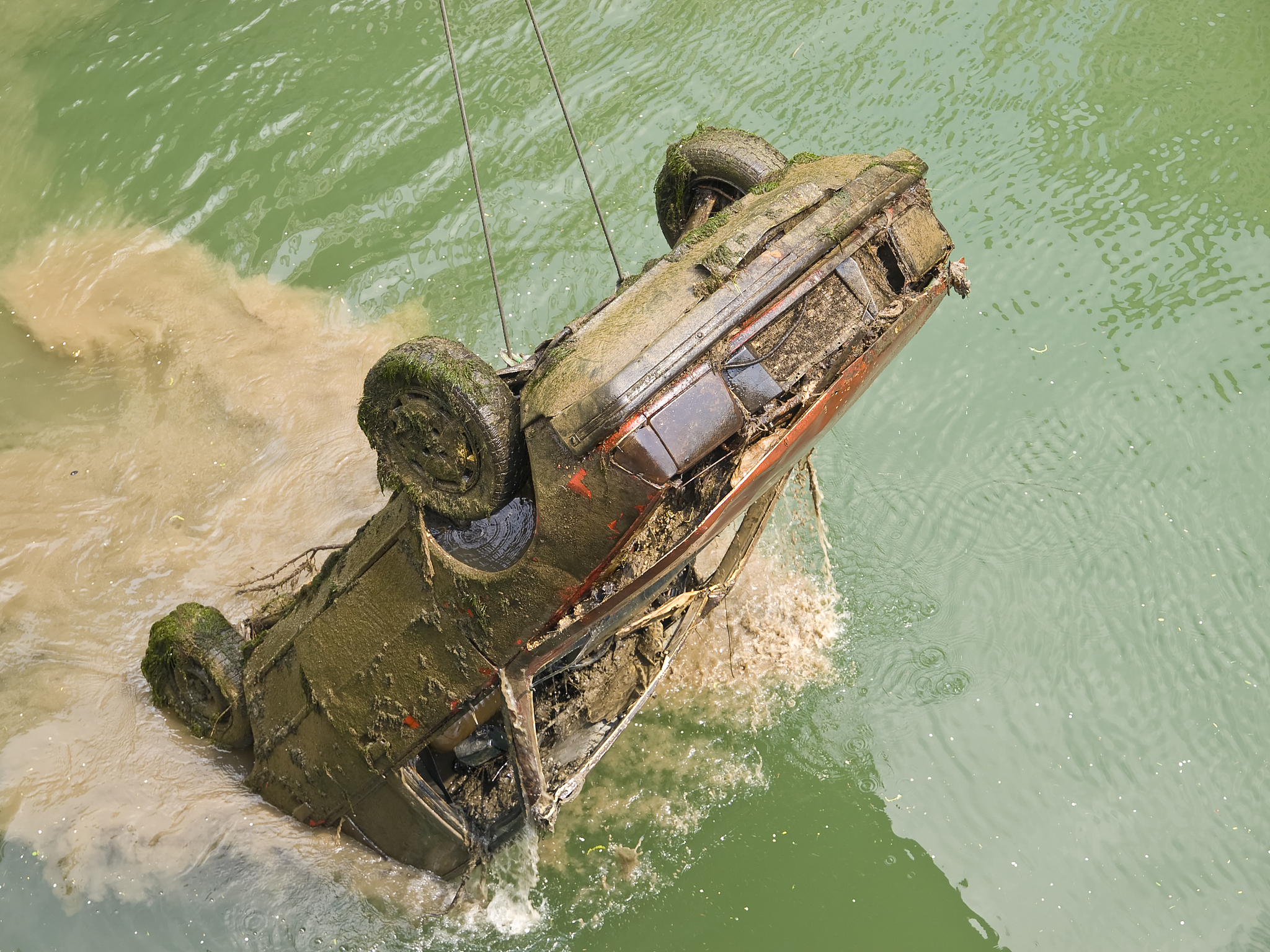 car in the water