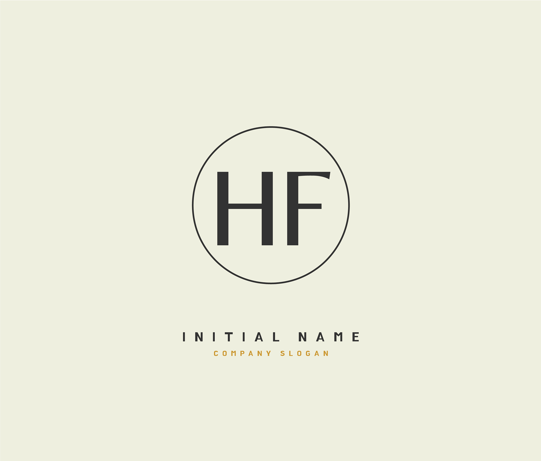 h f hf beauty initial logo handwriting logo of