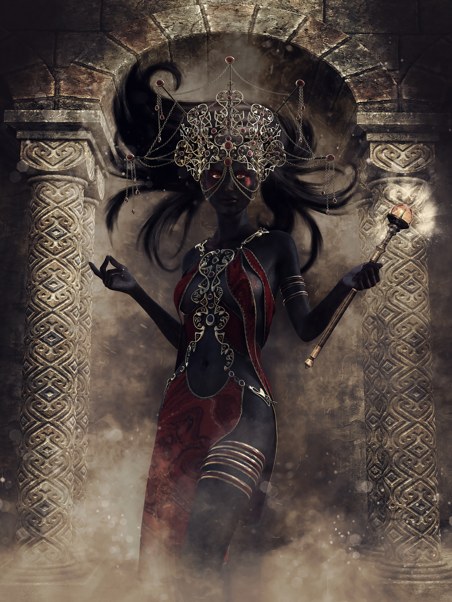 身陷险境：与魅魔对峙的少女