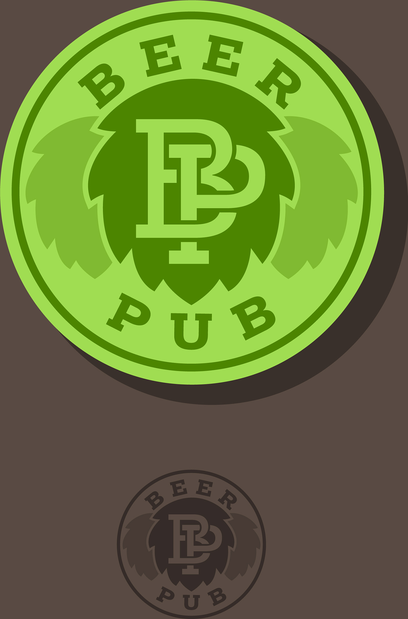 beer pub emblem hops and letters