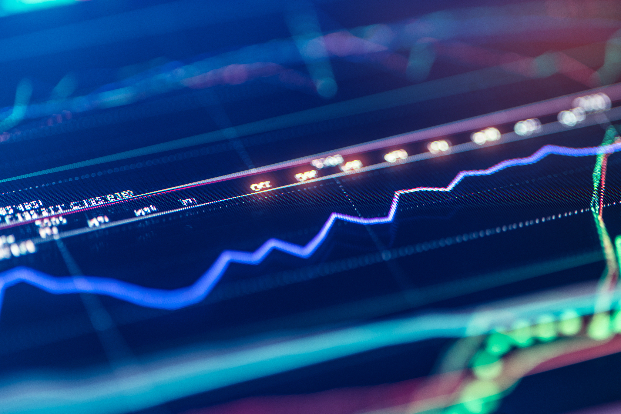 financial chart at digital display