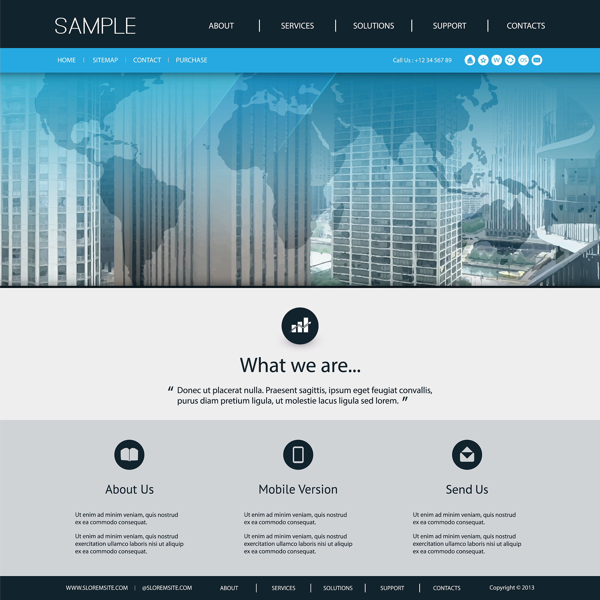 one page website template - global business